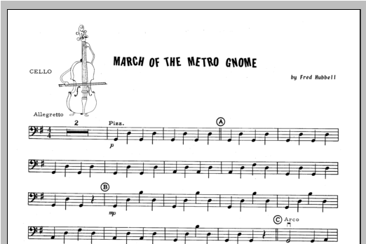 Download Hubbell March Of The Metro Gnome - Cello Sheet Music