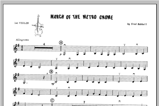 Download Hubbell March Of The Metro Gnome - Violin 1 Sheet Music