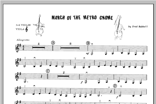 Download Hubbell March Of The Metro Gnome - Violin 3 Sheet Music