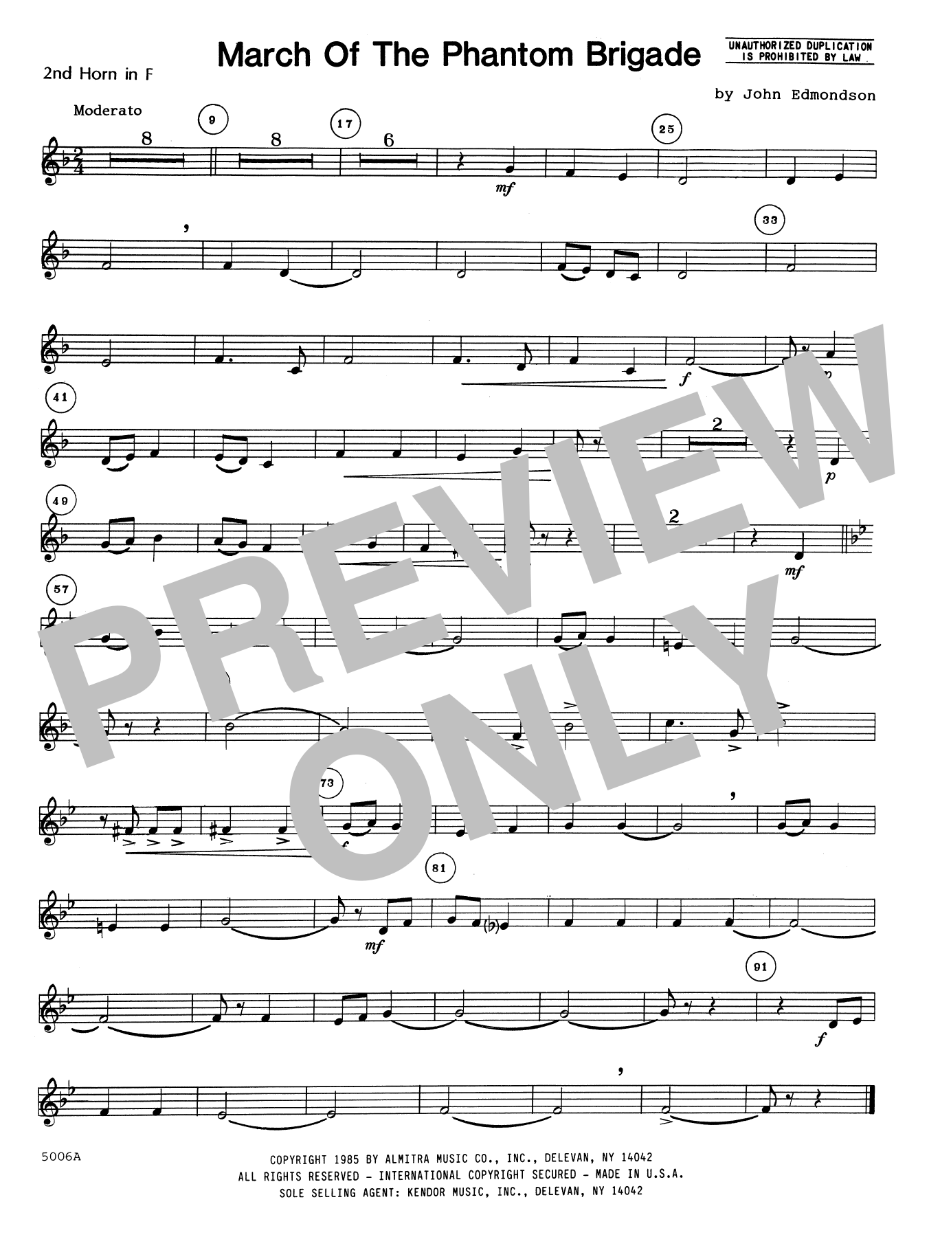 Download John Edmundson March Of The Phantom Brigade - 2nd Horn Sheet Music