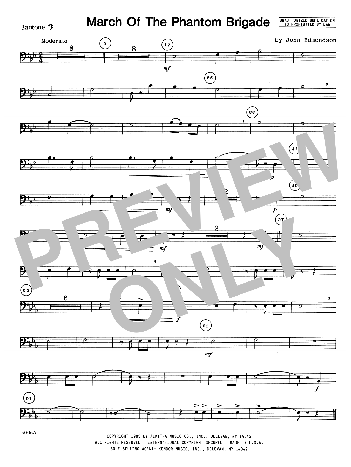 Download John Edmundson March Of The Phantom Brigade - Baritone Sheet Music