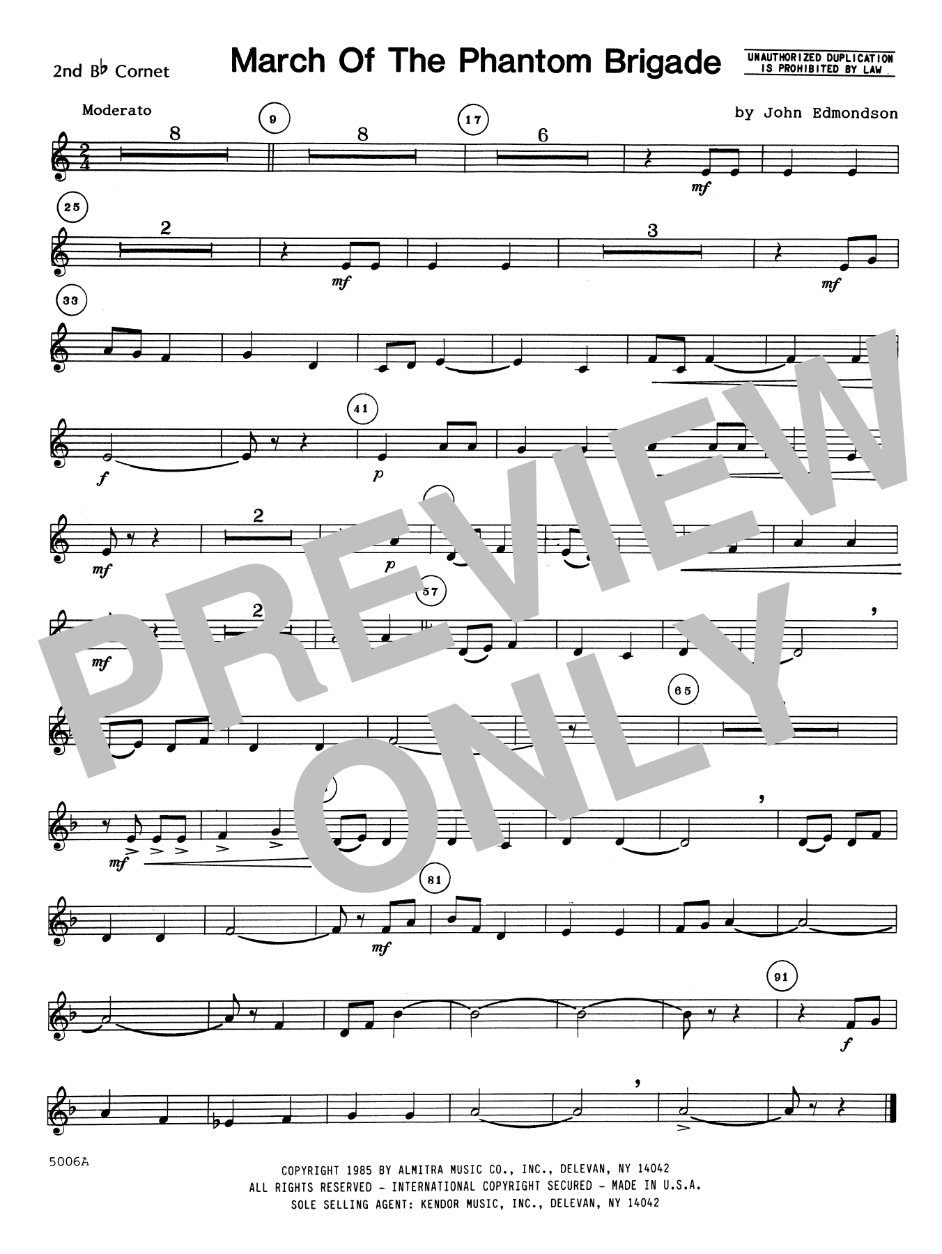 Download John Edmundson March Of The Phantom Brigade - Cornet 2 Sheet Music