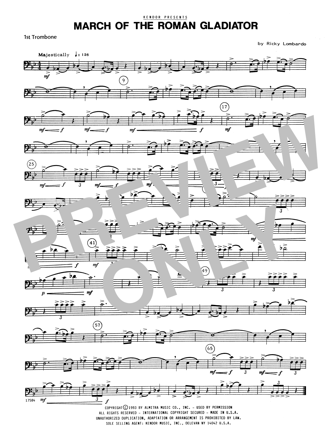 Download Ricky Lombardo March Of The Roman - 1st Trombone Sheet Music