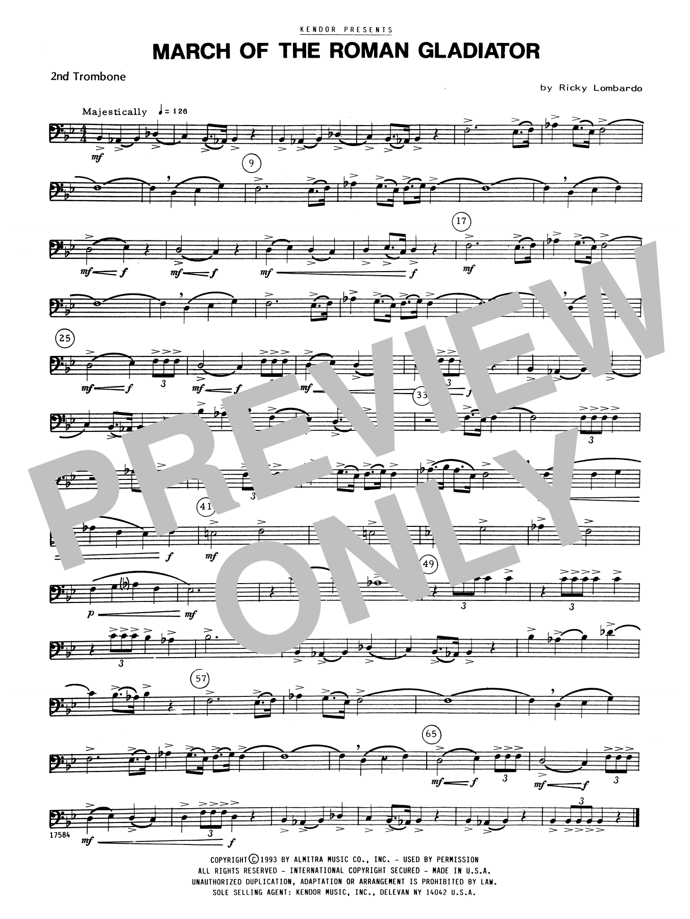 Download Ricky Lombardo March Of The Roman - 2nd Trombone Sheet Music