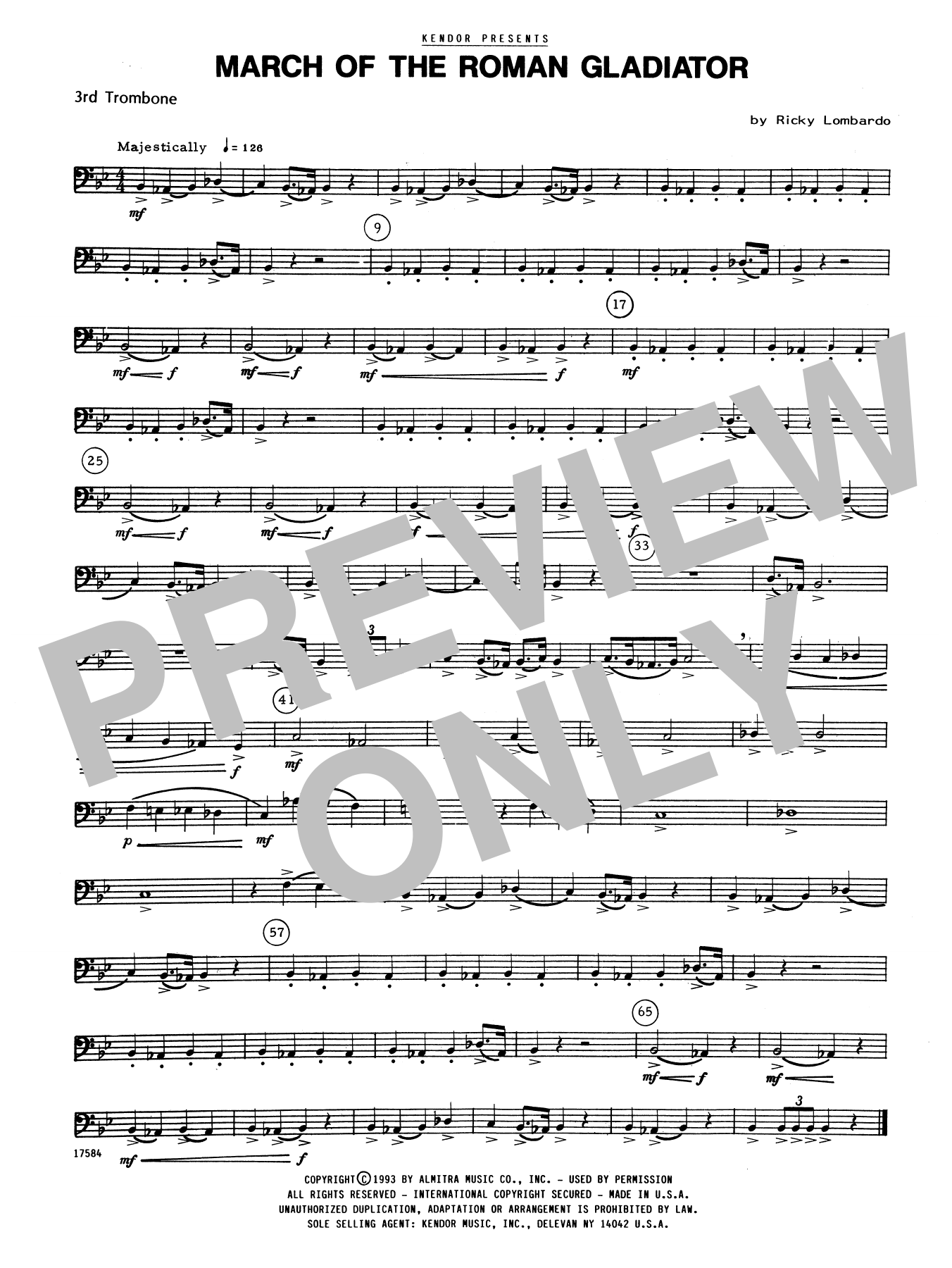 Download Ricky Lombardo March Of The Roman - 3rd Trombone Sheet Music