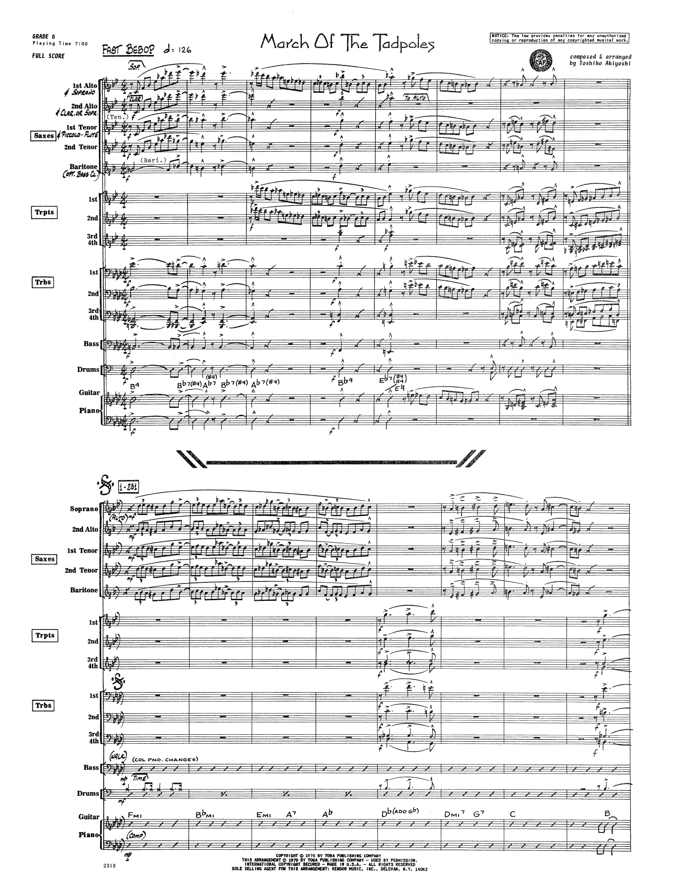 Download Toshiko Akiyoshi March Of The Tadpoles - Full Score Sheet Music