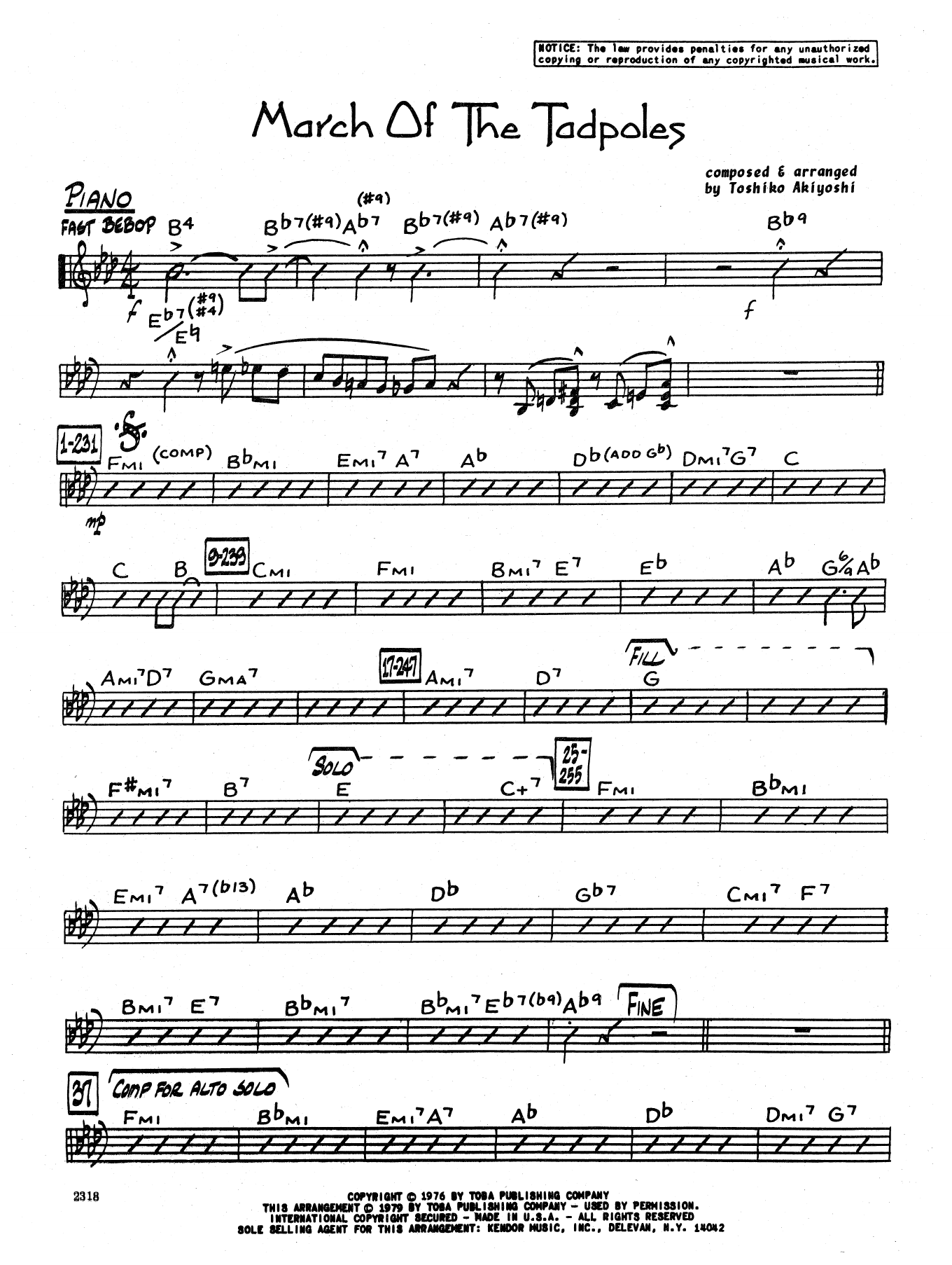 Download Toshiko Akiyoshi March Of The Tadpoles - Piano Sheet Music