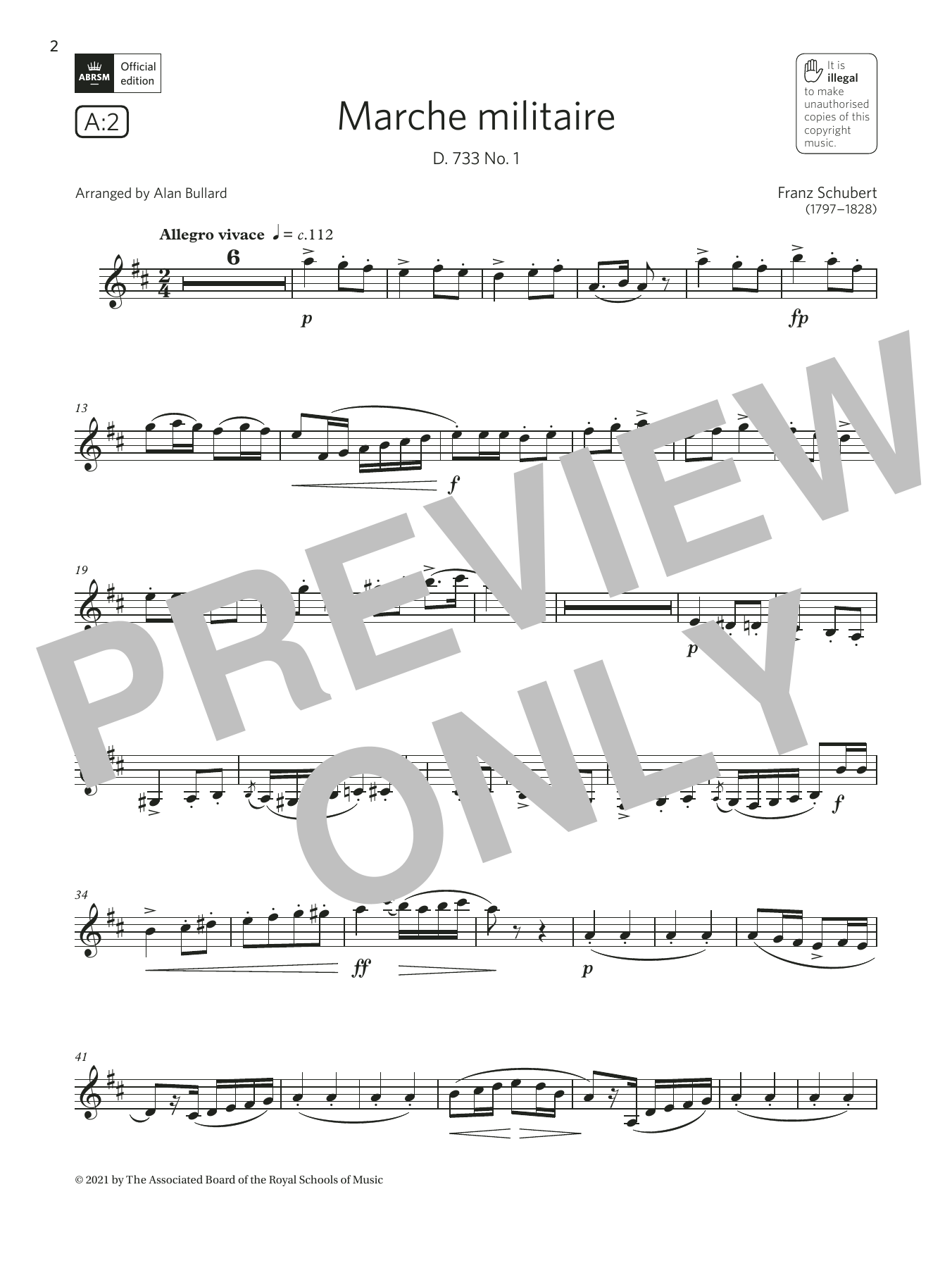 Download Franz Schubert Marche militaire, D. 733 No. 1 (Grade Sheet Music