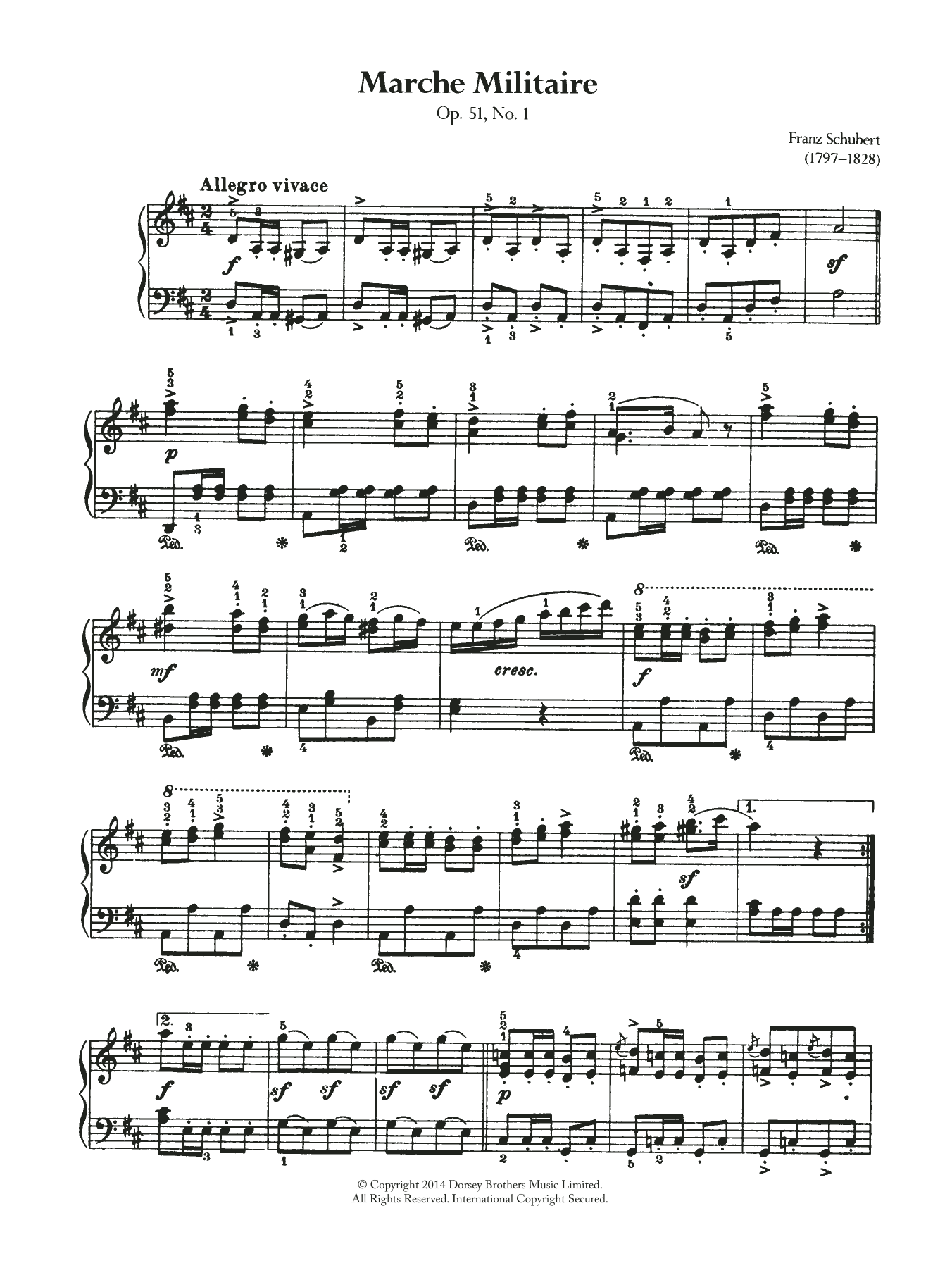 Download Franz Schubert Marche Militaire Sheet Music