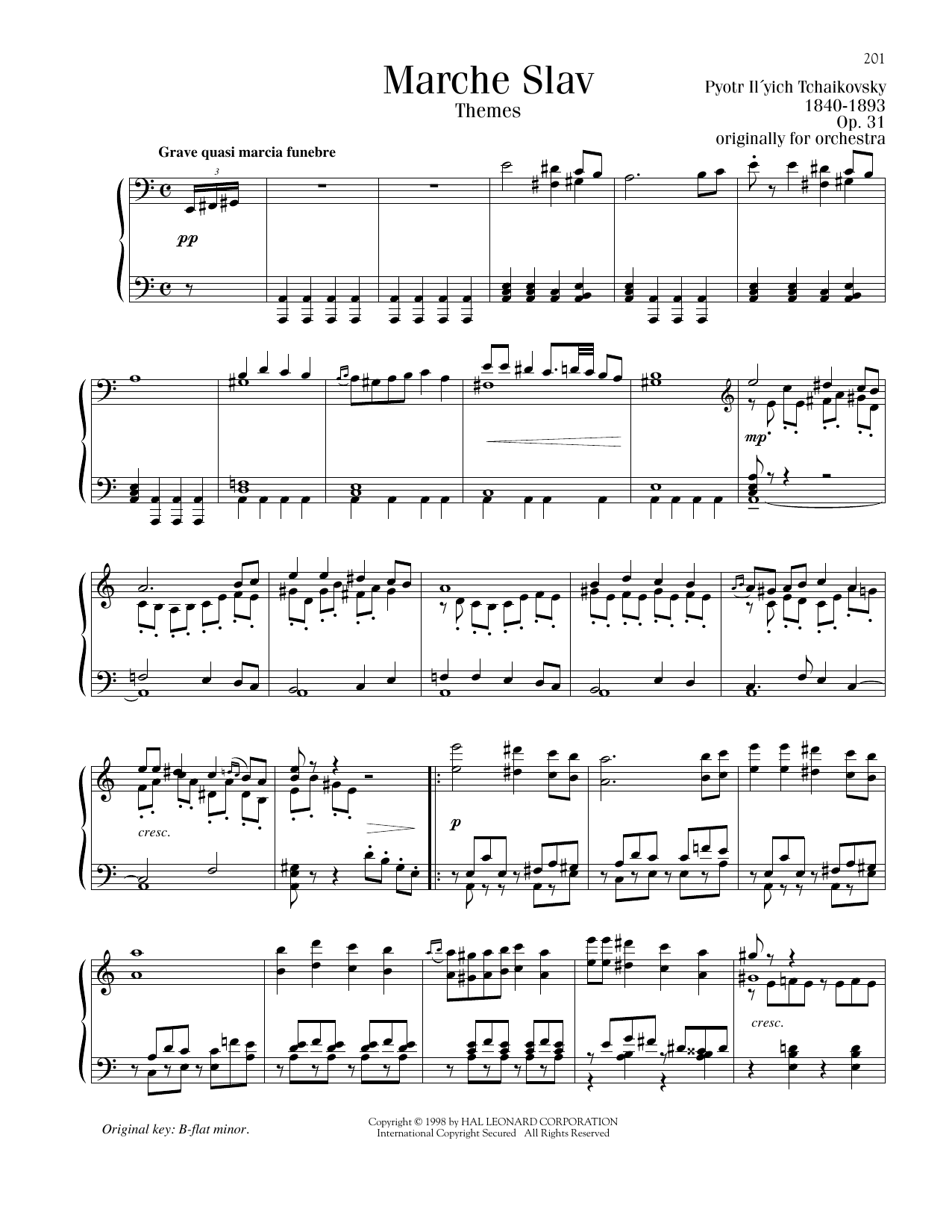 Pyotr Il'yich Tchaikovsky Marche Slav, Op. 31 sheet music notes printable PDF score