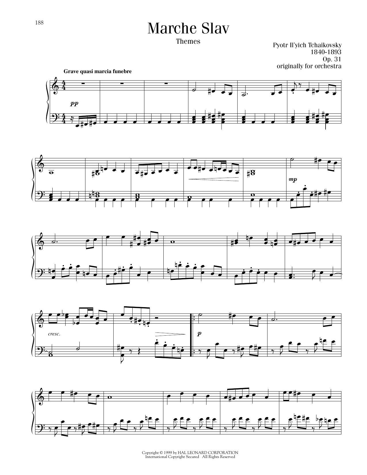 Pyotr Il'yich Tchaikovsky Marche Slav, Op. 31 sheet music notes printable PDF score