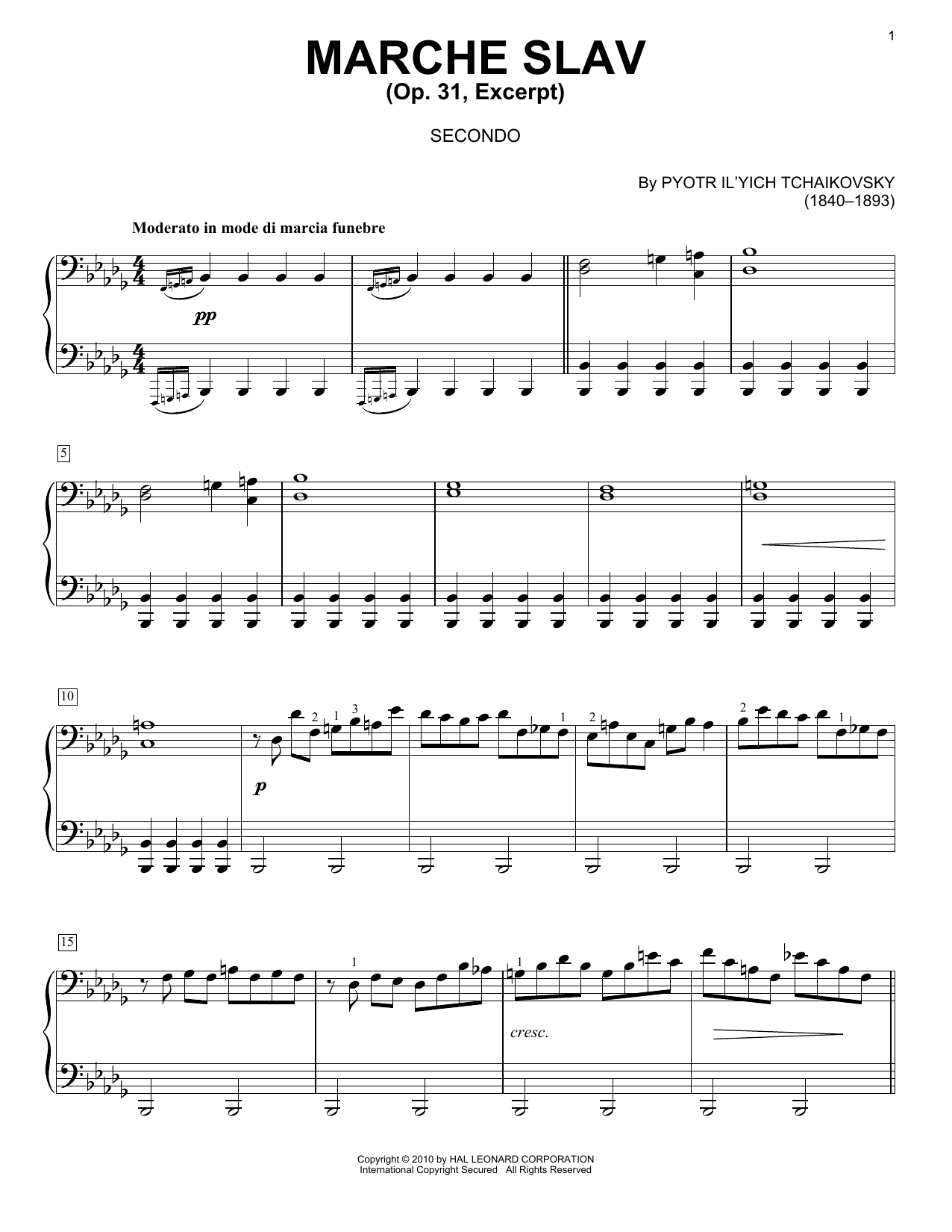 Download Pyotr Il'yich Tchaikovsky Marche Slav, Op. 31 Sheet Music