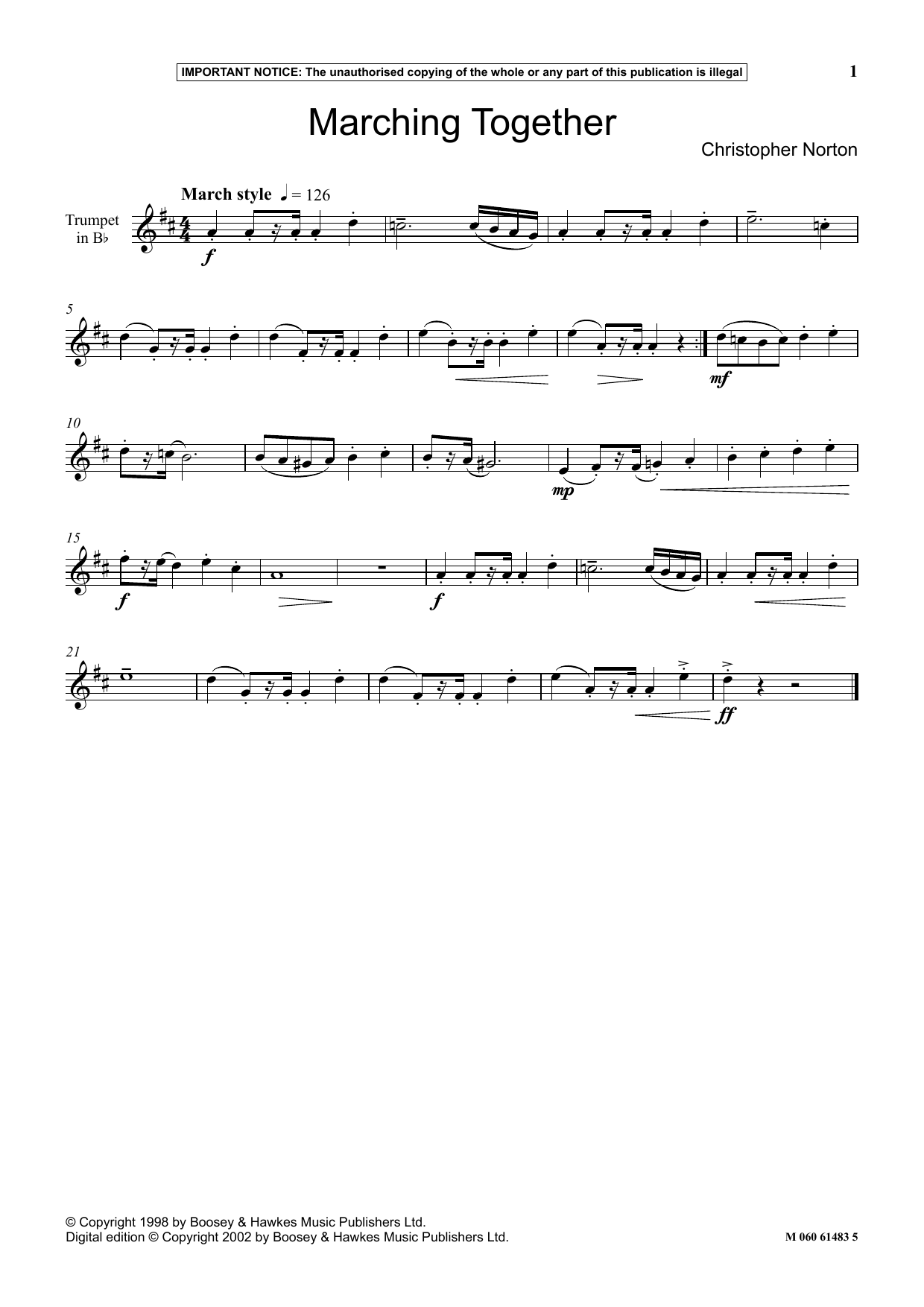 Download Christopher Norton Marching Together Sheet Music