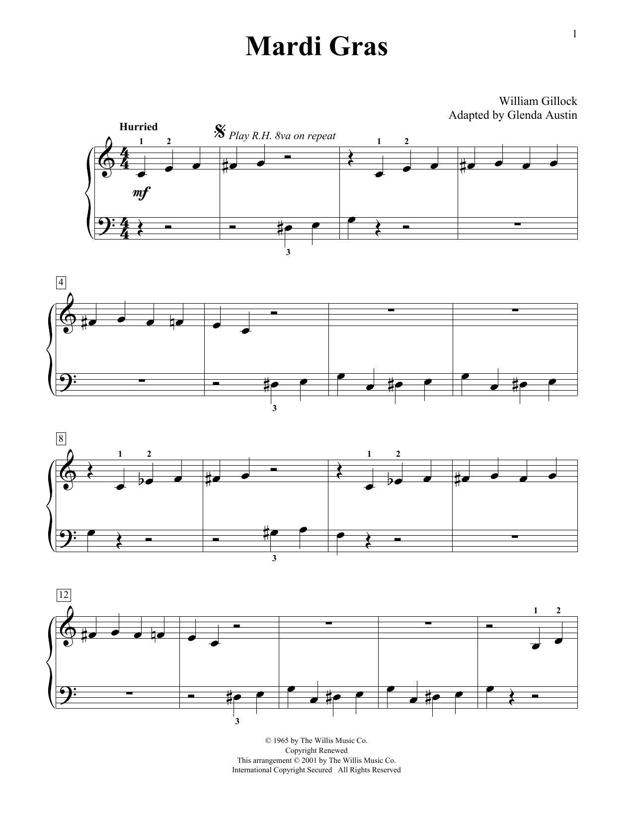 Download William Gillock Mardi Gras (Simplified) (adapted by Gle Sheet Music