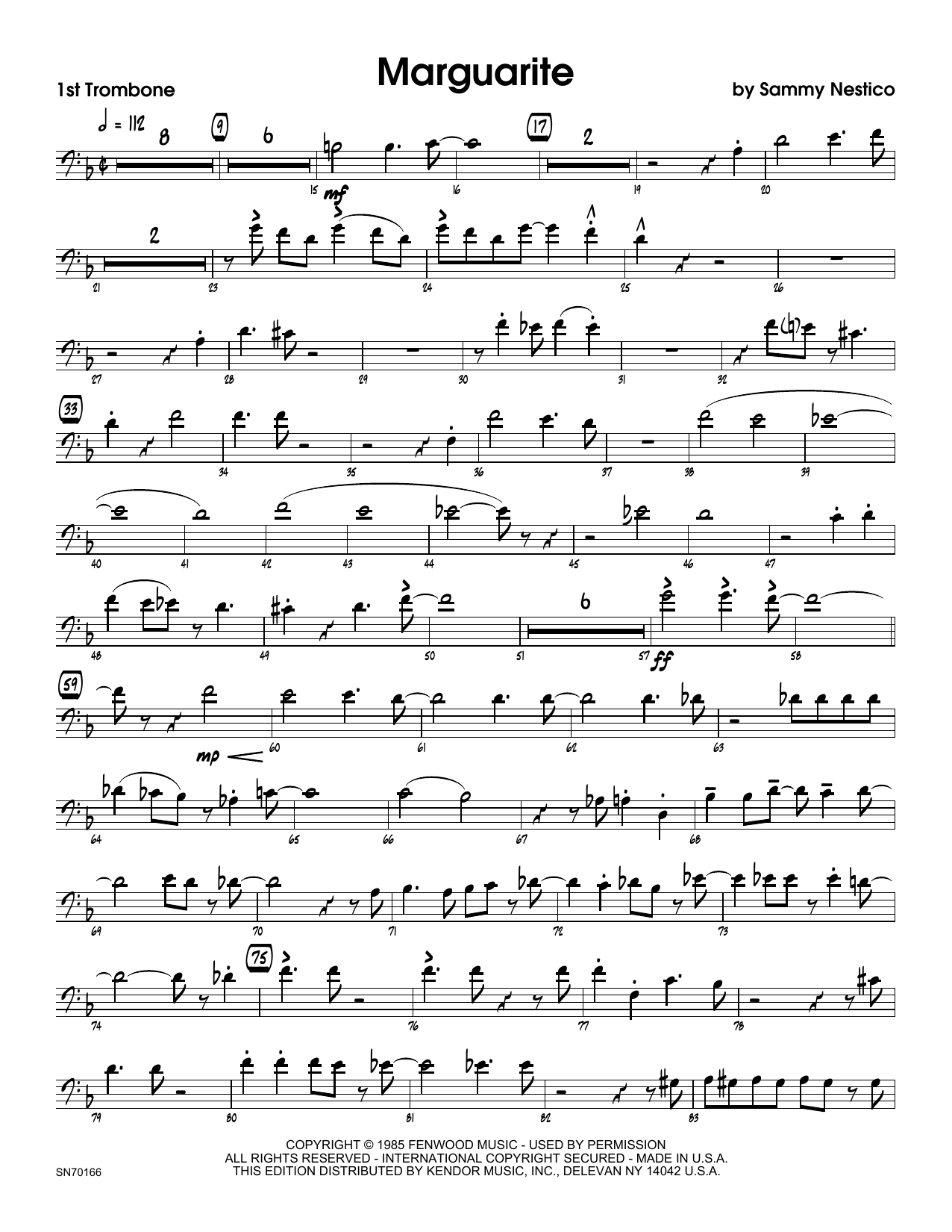 Download Sammy Nestico Marguarite - 1st Trombone Sheet Music