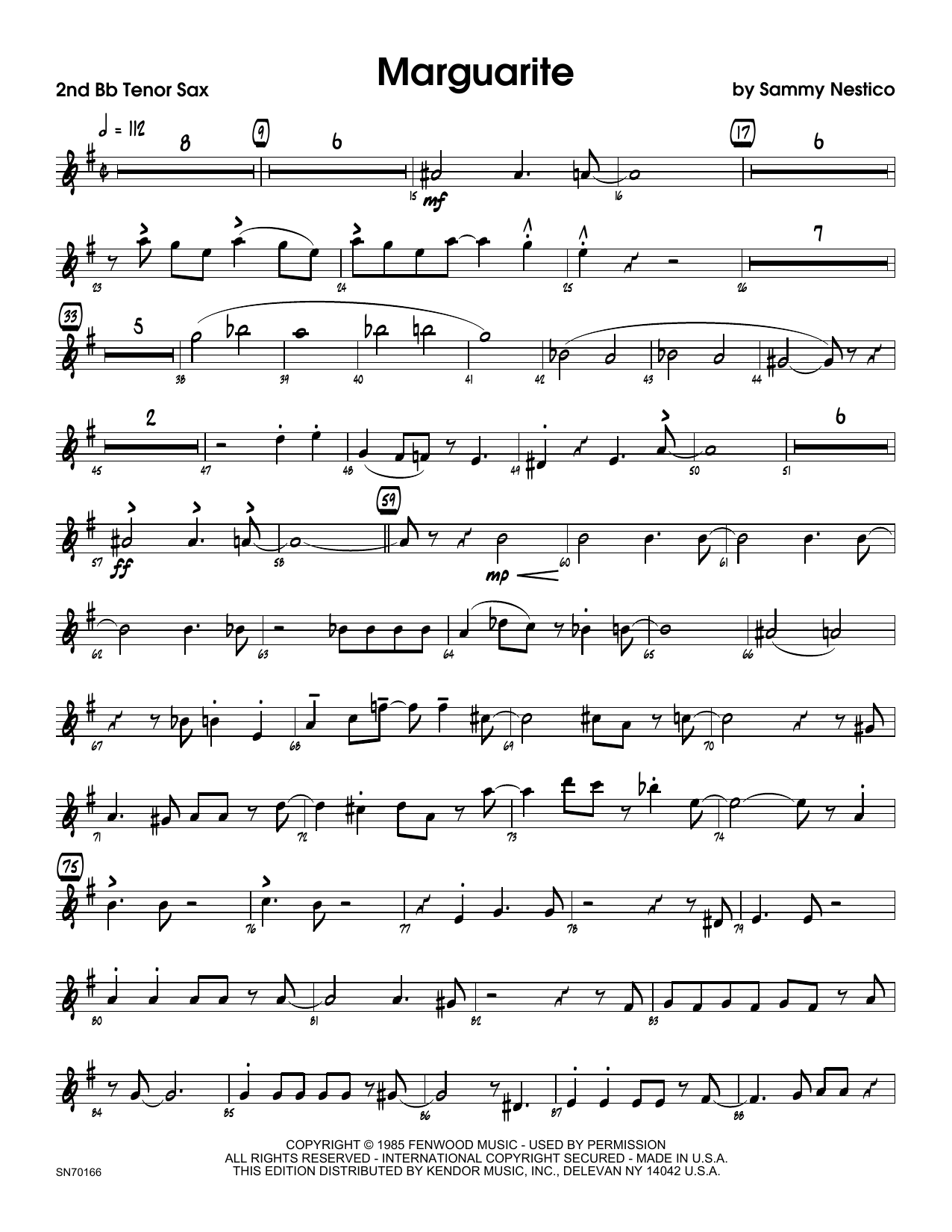 Download Sammy Nestico Marguarite - 2nd Bb Tenor Saxophone Sheet Music