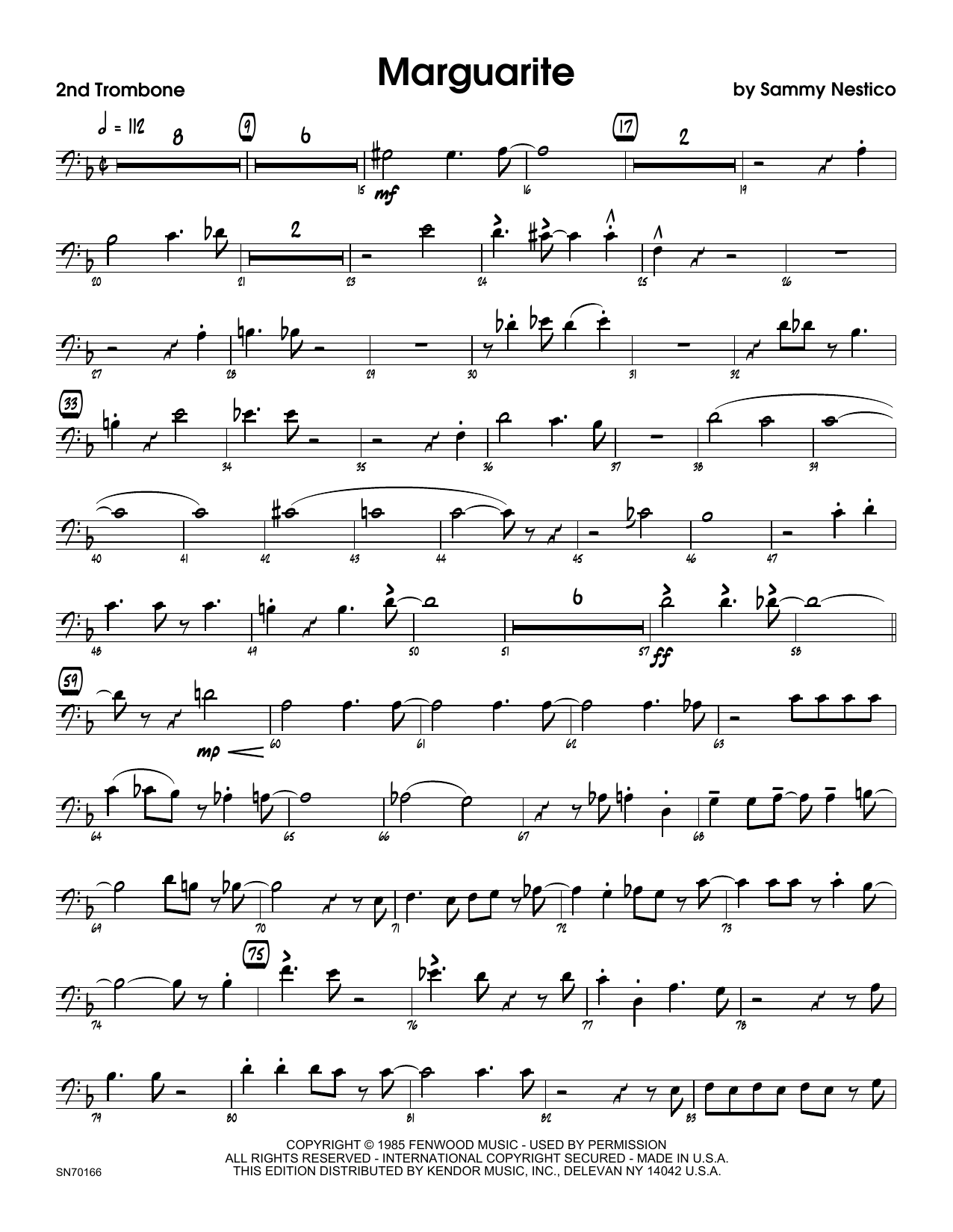 Download Sammy Nestico Marguarite - 2nd Trombone Sheet Music