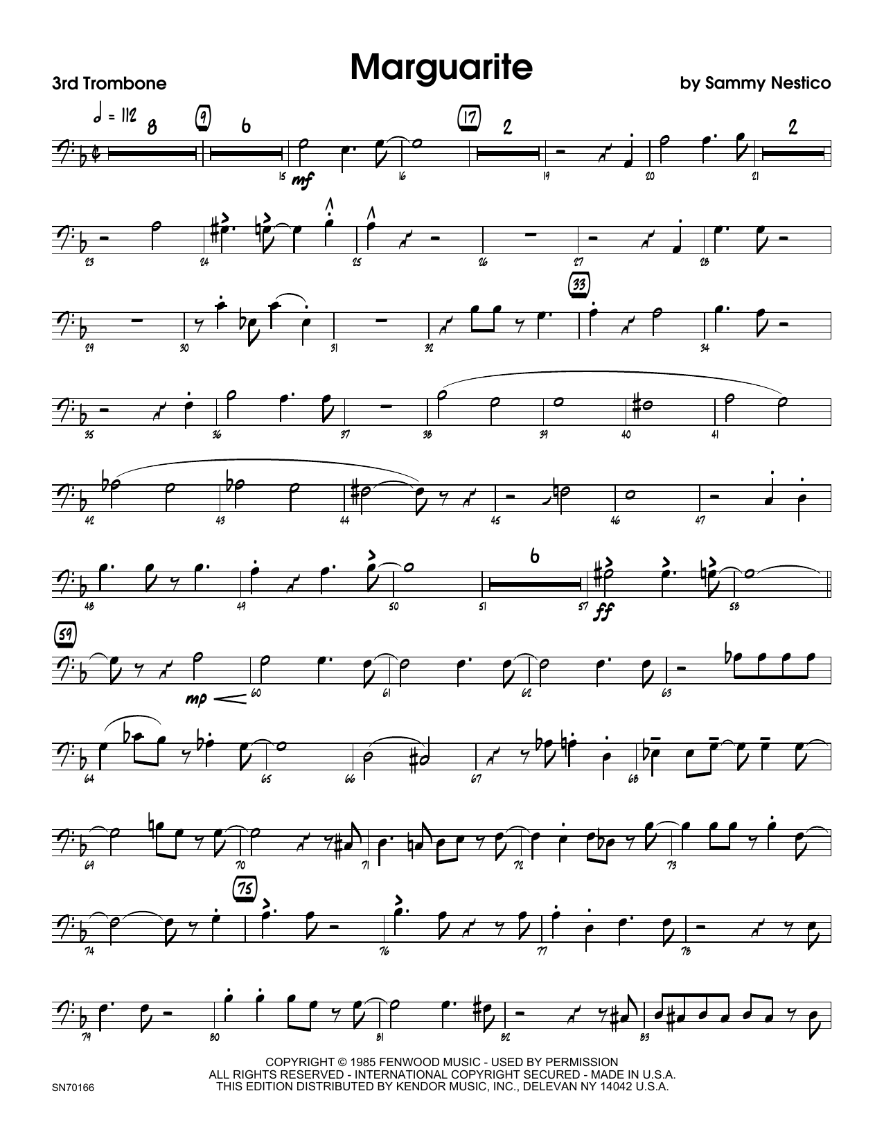 Download Sammy Nestico Marguarite - 3rd Trombone Sheet Music