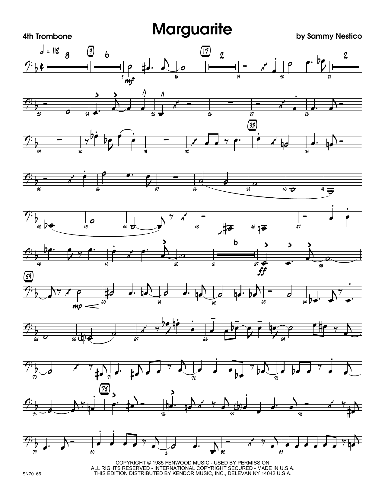Download Sammy Nestico Marguarite - 4th Trombone Sheet Music