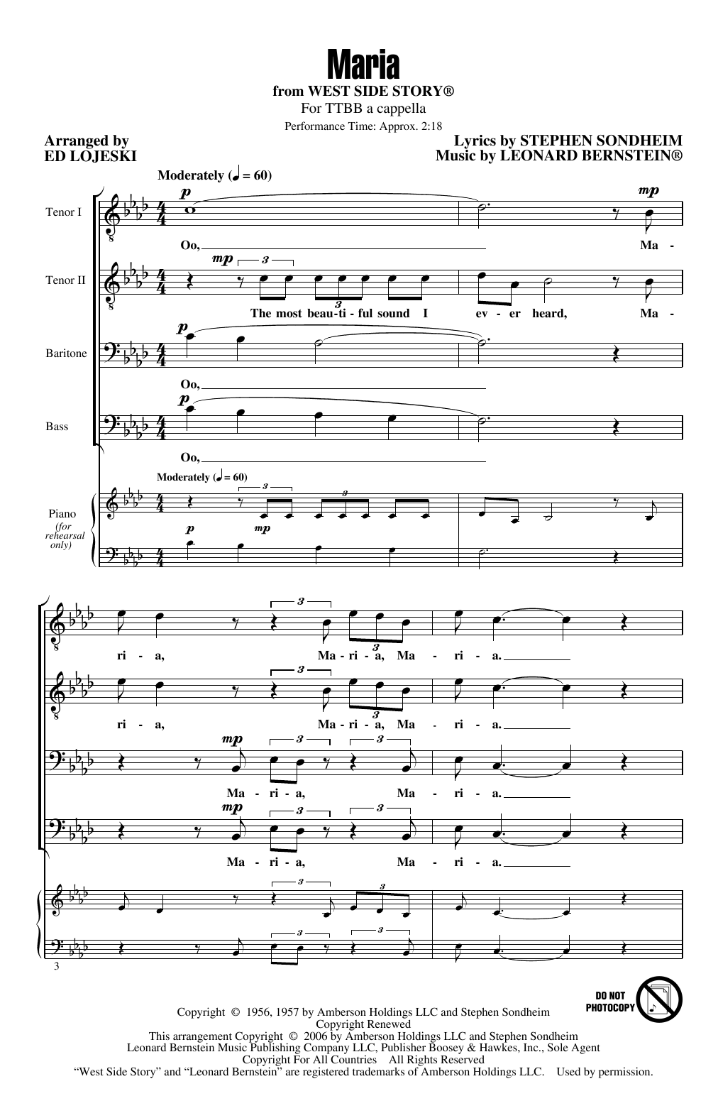 Download Leonard Bernstein Maria (from West Side Story) (arr. Ed L Sheet Music