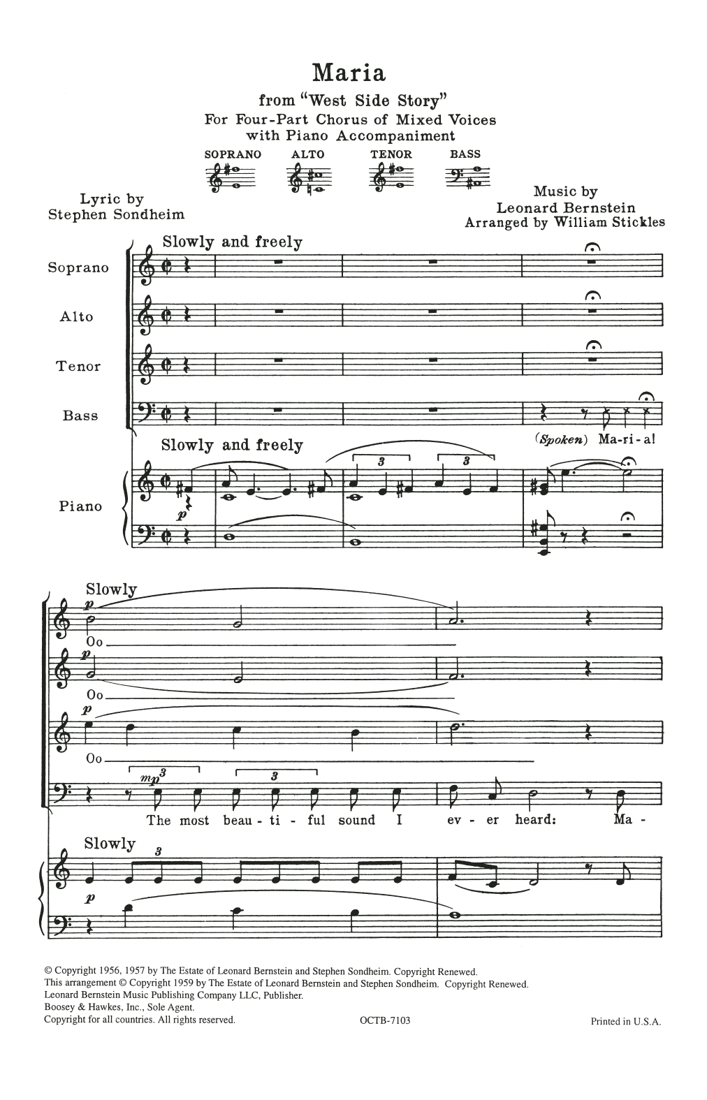 Download Leonard Bernstein Maria (from West Side Story) (arr. Will Sheet Music
