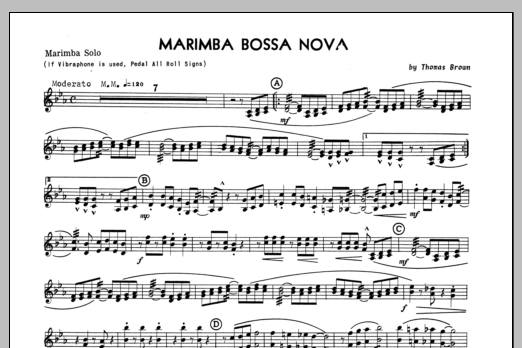 Download Tom Brown Marimba Bossa Nova - Marimba Sheet Music