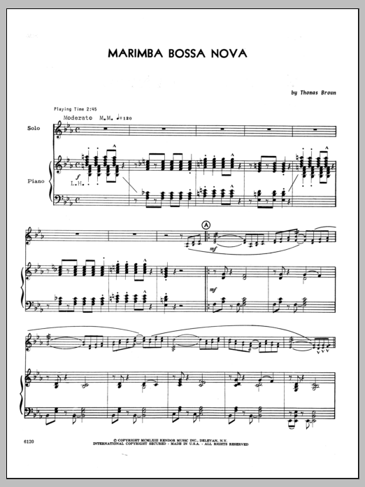 Download Tom Brown Marimba Bossa Nova - Piano Sheet Music
