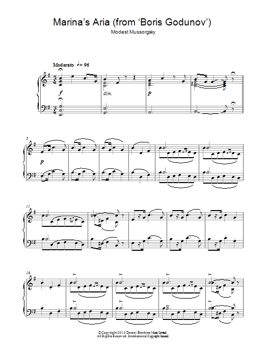 Download Modest Mussorgsky Marina's Aria From 'Boris Godunov' Sheet Music