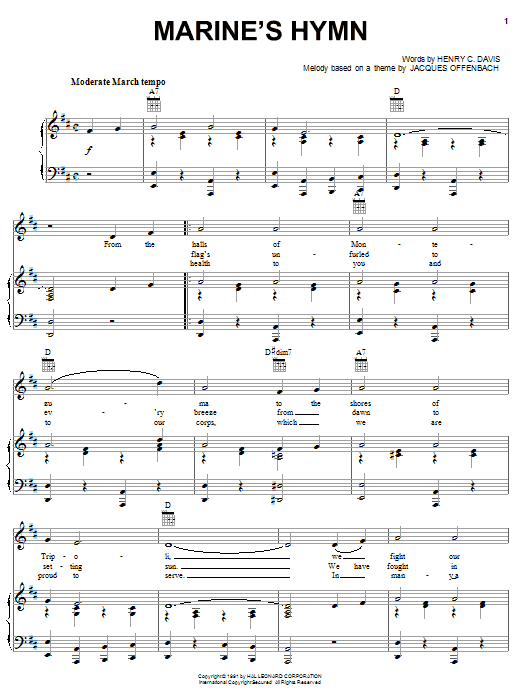 Download Henry C. Davis Marine's Hymn Sheet Music