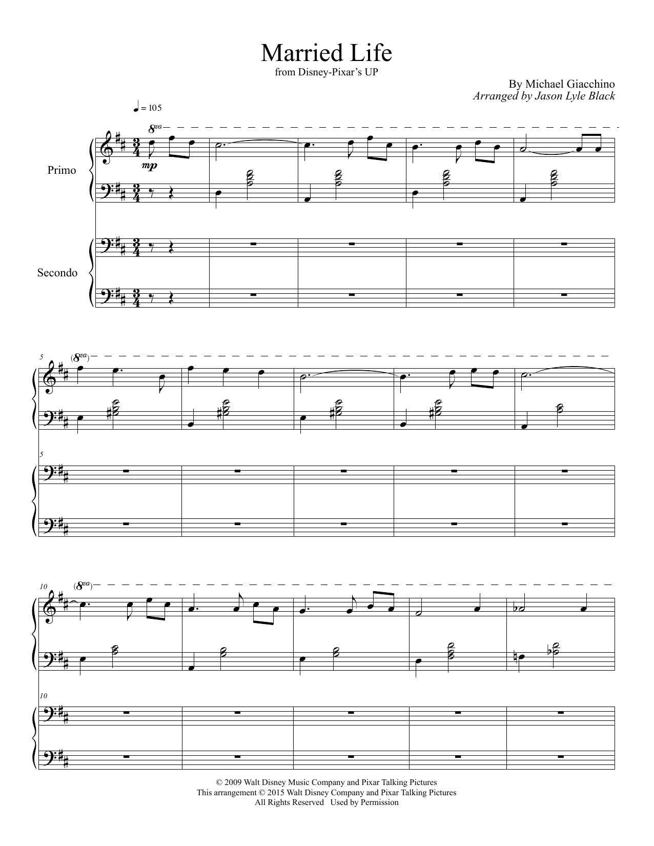 Download Michael Giacchino Married Life (from Up) (arr. Jason Lyle Sheet Music