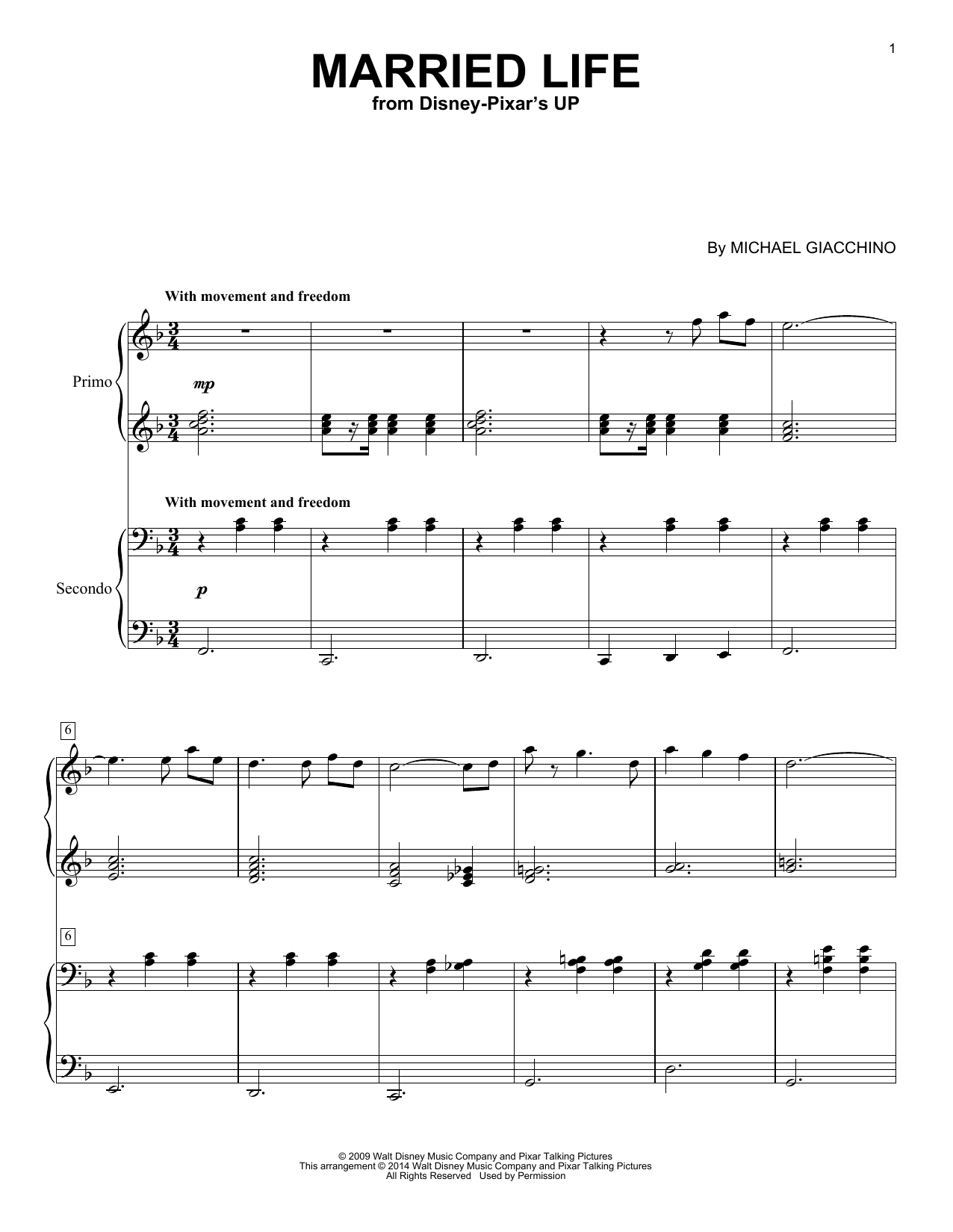 Download Michael Giacchino Married Life (from Up) Sheet Music
