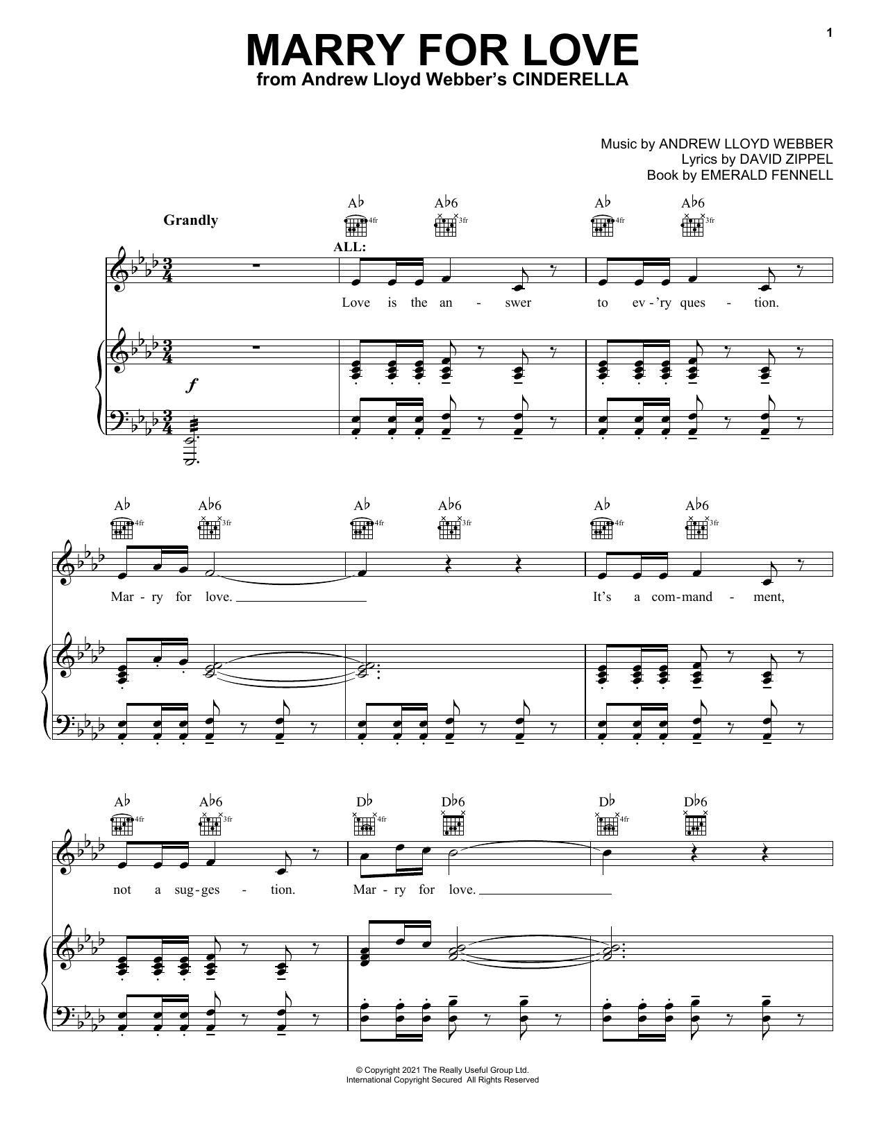Download Andrew Lloyd Webber Marry For Love (from Andrew Lloyd Webbe Sheet Music
