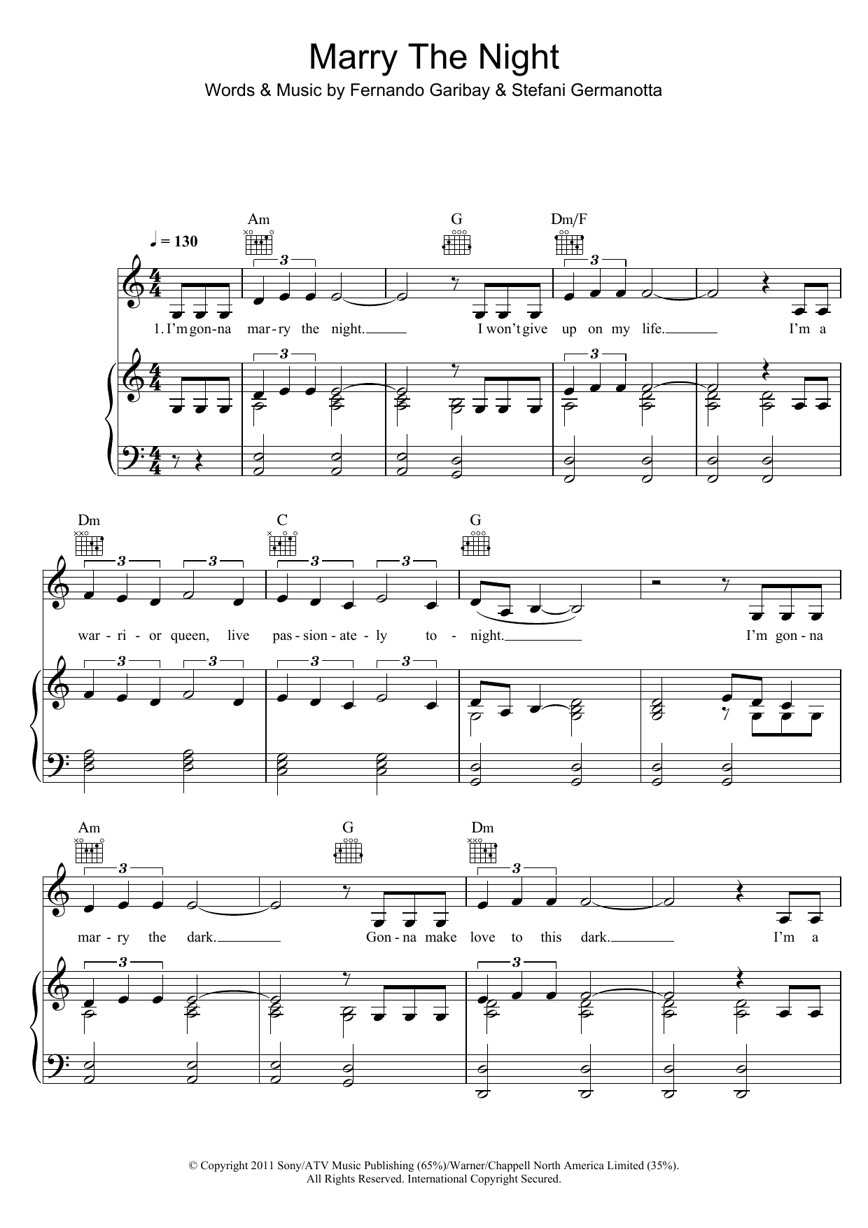 Download Lady Gaga Marry The Night Sheet Music
