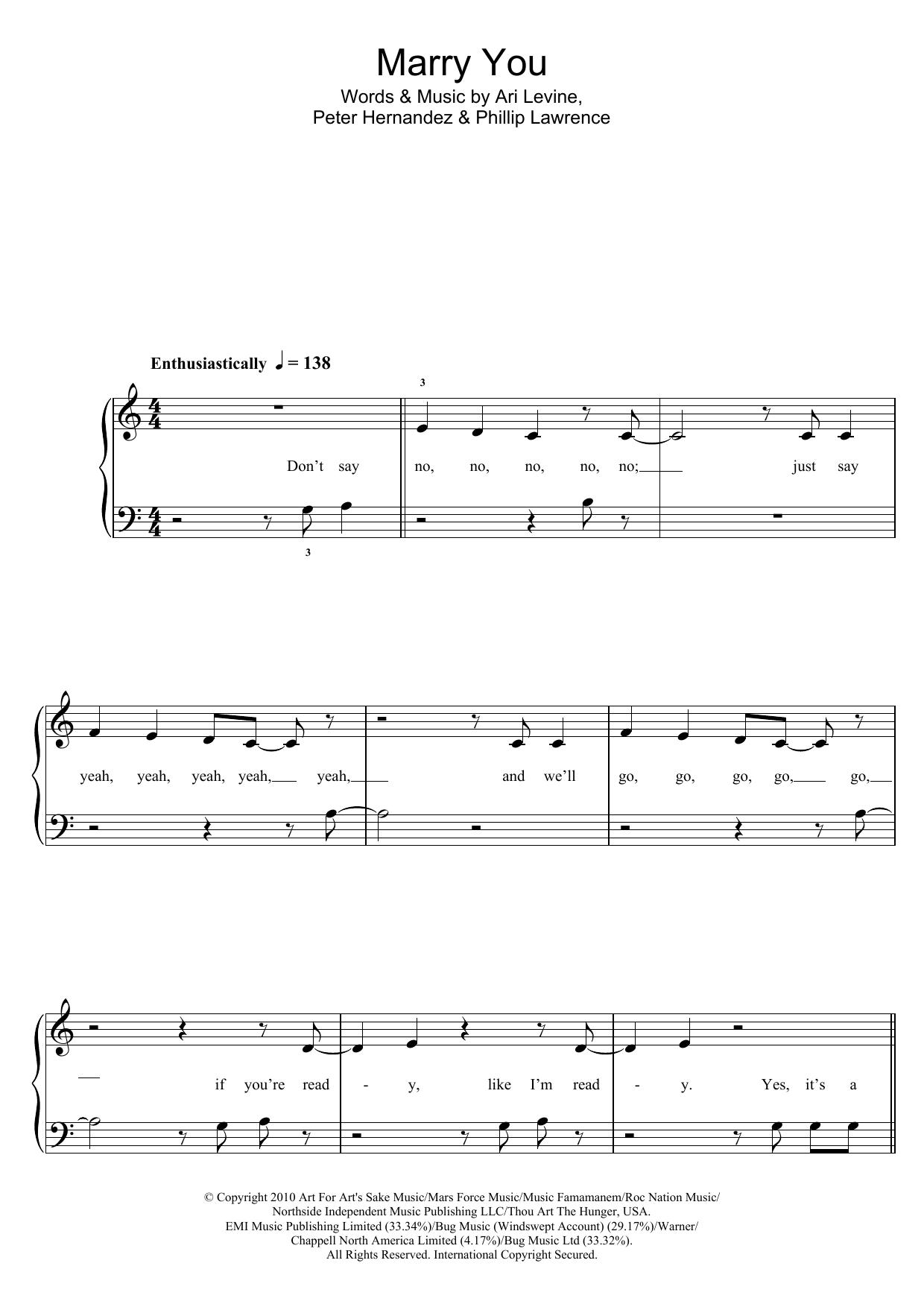 Download Bruno Mars Marry You Sheet Music