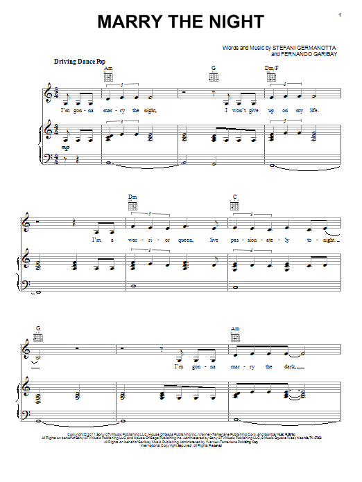 Download Lady Gaga Marry The Night Sheet Music