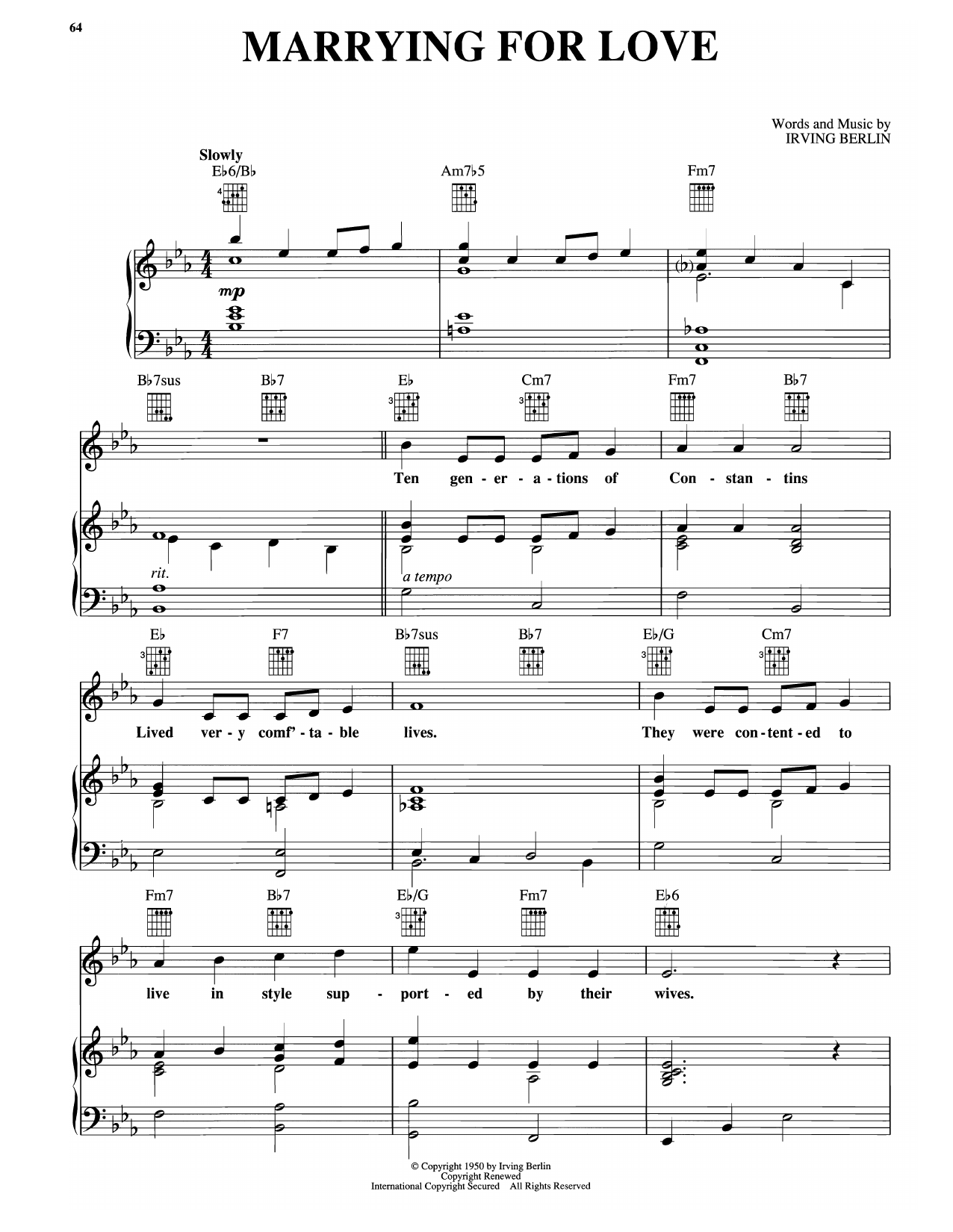 Download Irving Berlin Marrying For Love (from Call Me Madam) Sheet Music