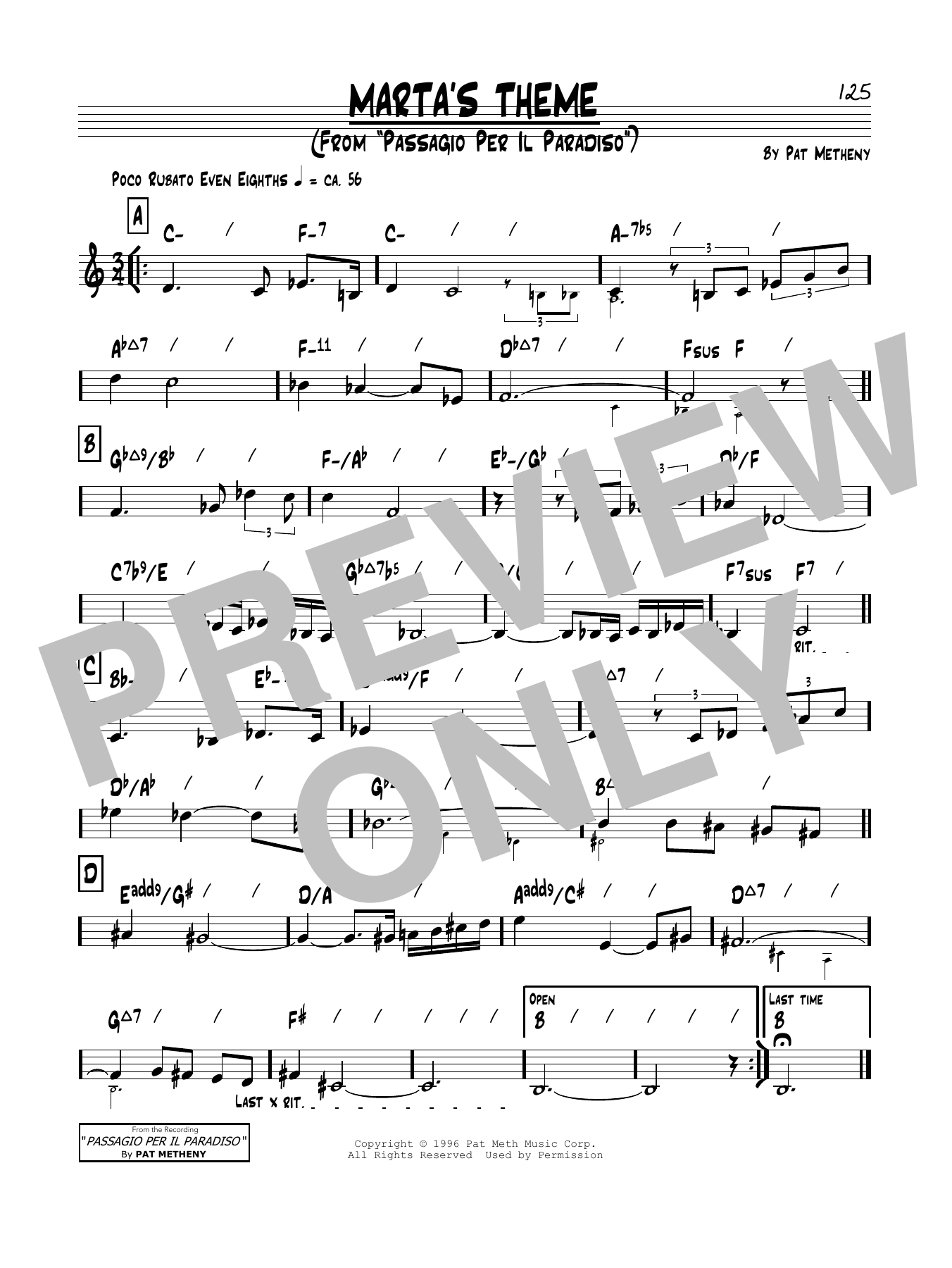 Download Pat Metheny Marta's Theme Sheet Music
