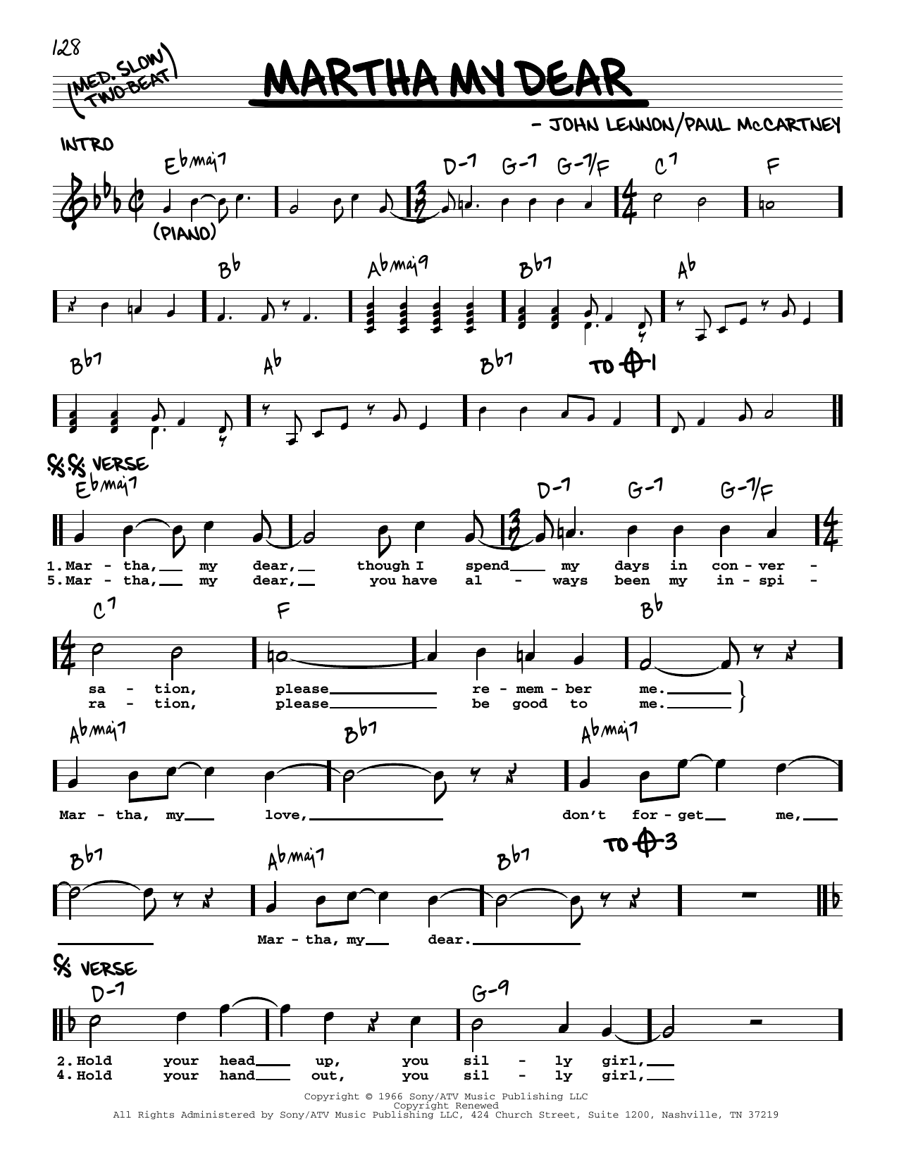 Download The Beatles Martha My Dear [Jazz version] Sheet Music