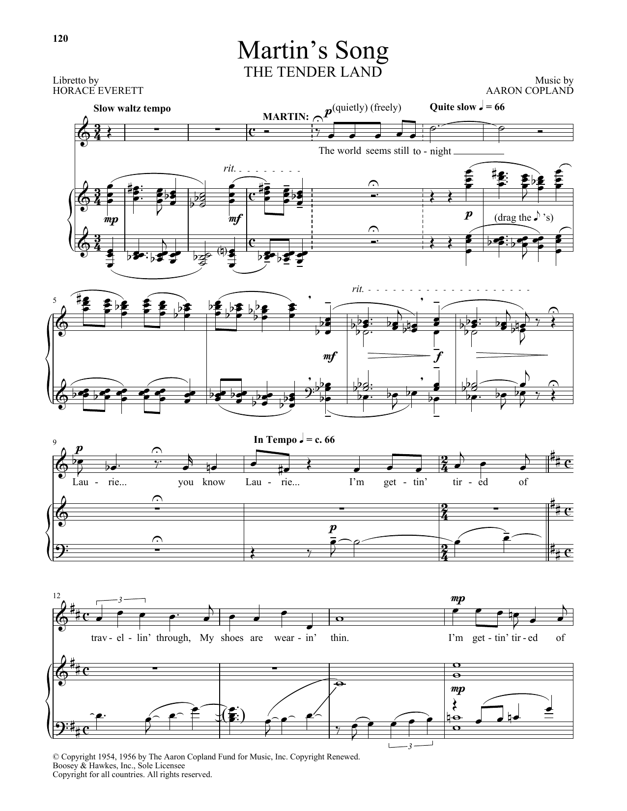 Download Aaron Copland Martin's Song (from The Tender Land) Sheet Music