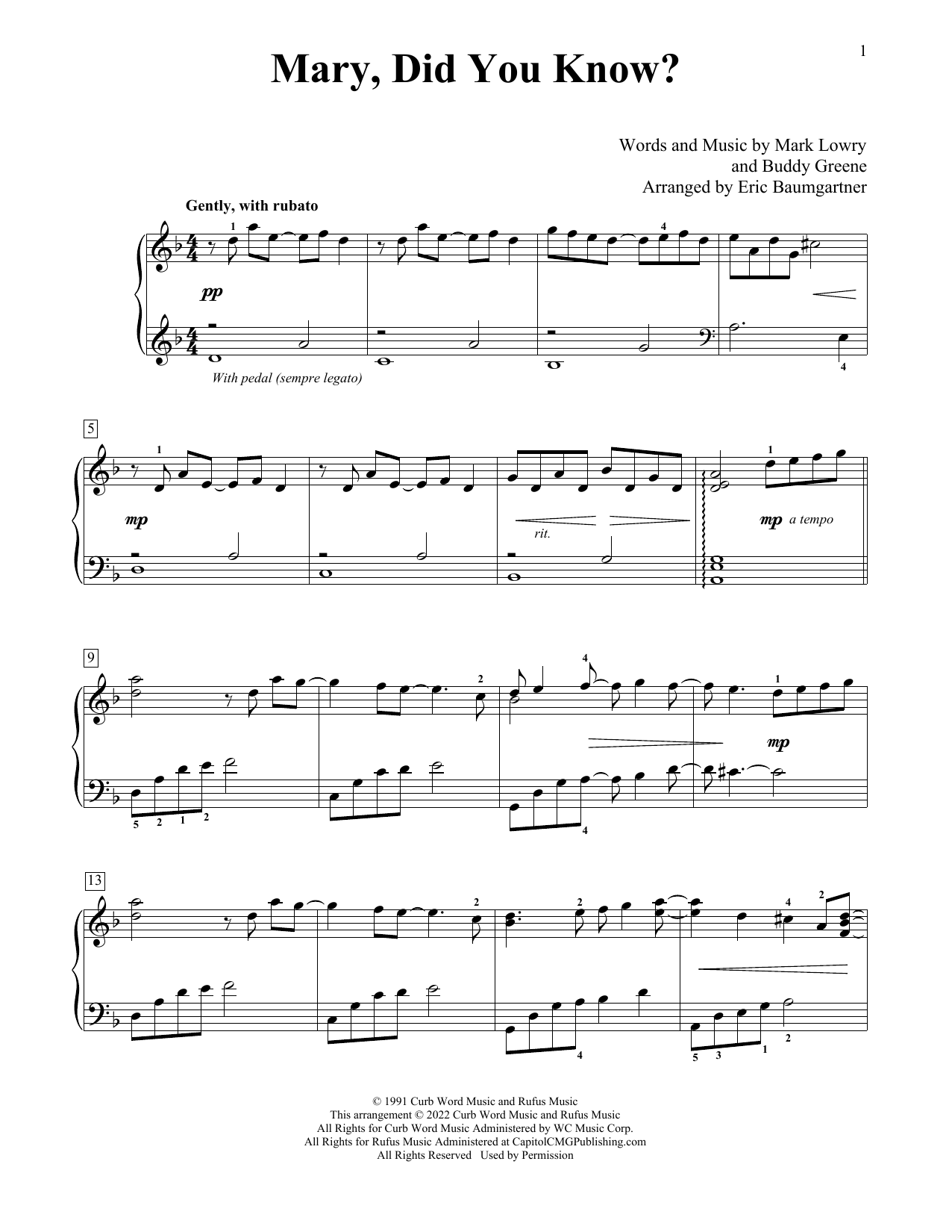 Download Mark Lowry Mary, Did You Know? (arr. Eric Baumgart Sheet Music