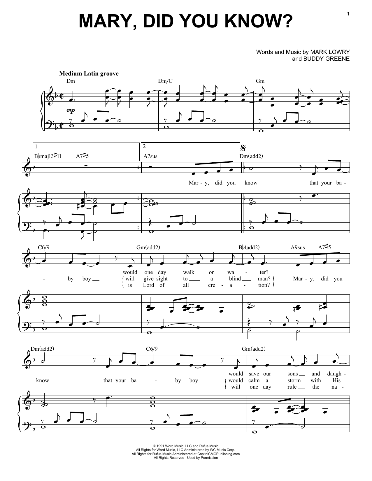 Download Mark Lowry & Buddy Greene Mary, Did You Know? [Jazz Version] (arr Sheet Music