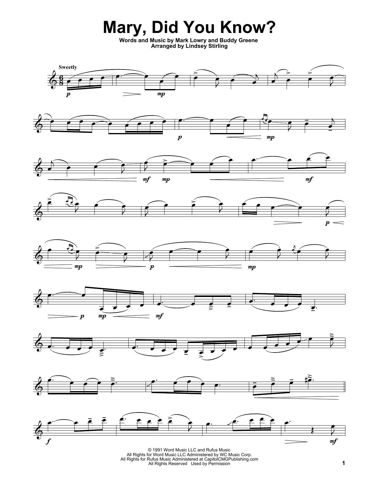 Download Lindsey Stirling Mary, Did You Know? Sheet Music