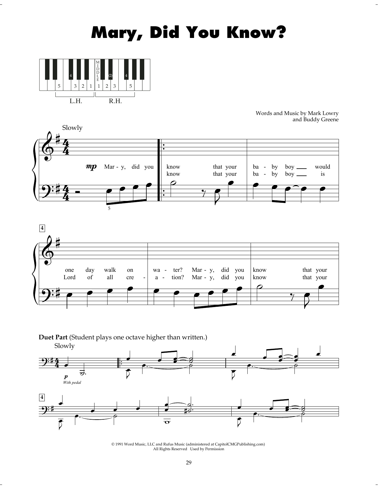 Mark Lowry Mary, Did You Know? sheet music notes printable PDF score