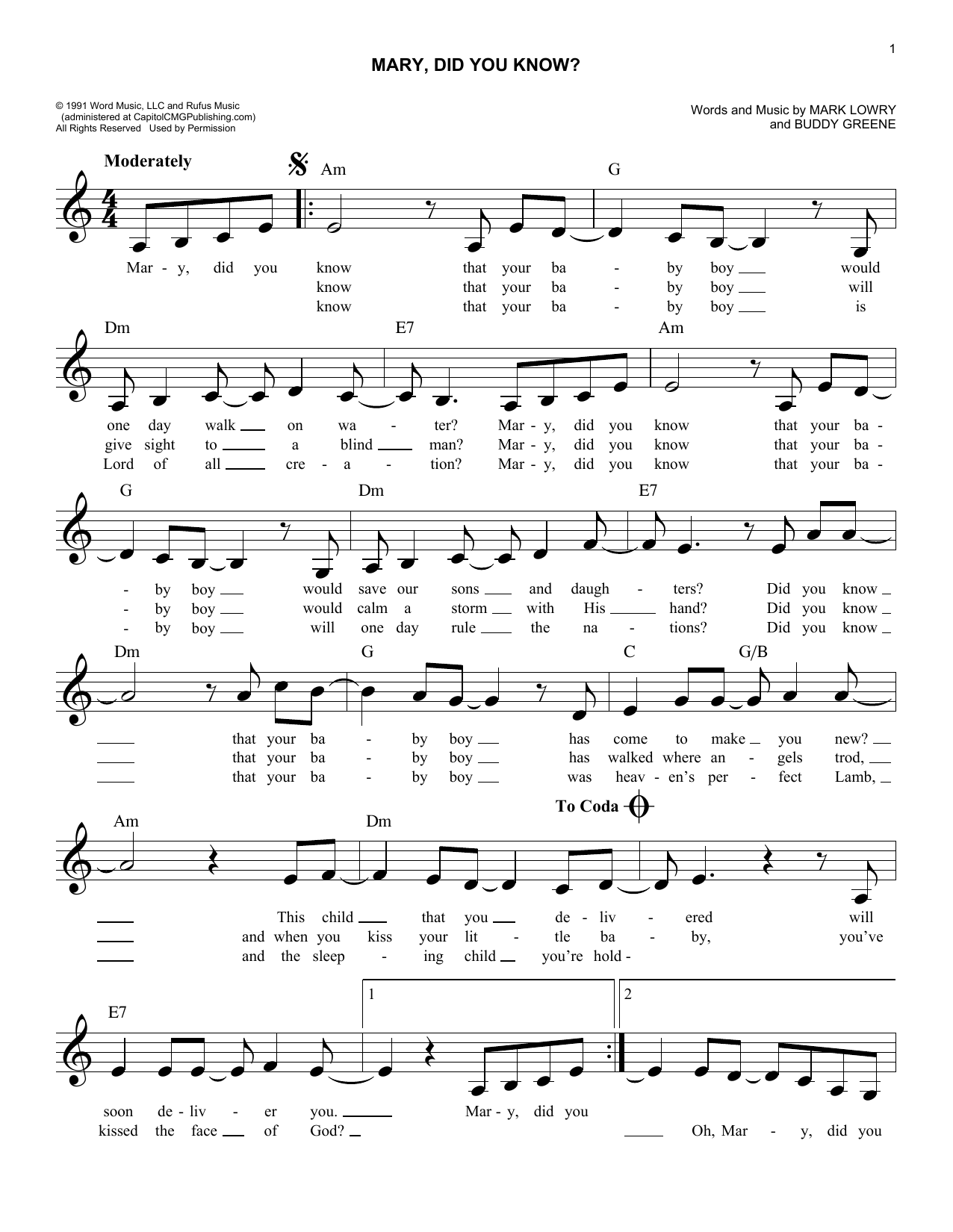 Download Mark Lowry Mary, Did You Know? Sheet Music