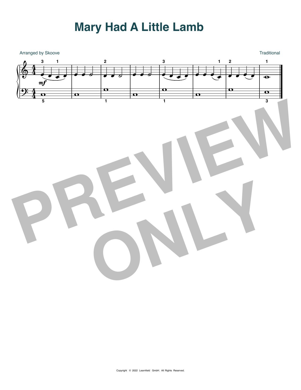 Download Traditional Mary Had A Little Lamb (arr. Skoove) Sheet Music