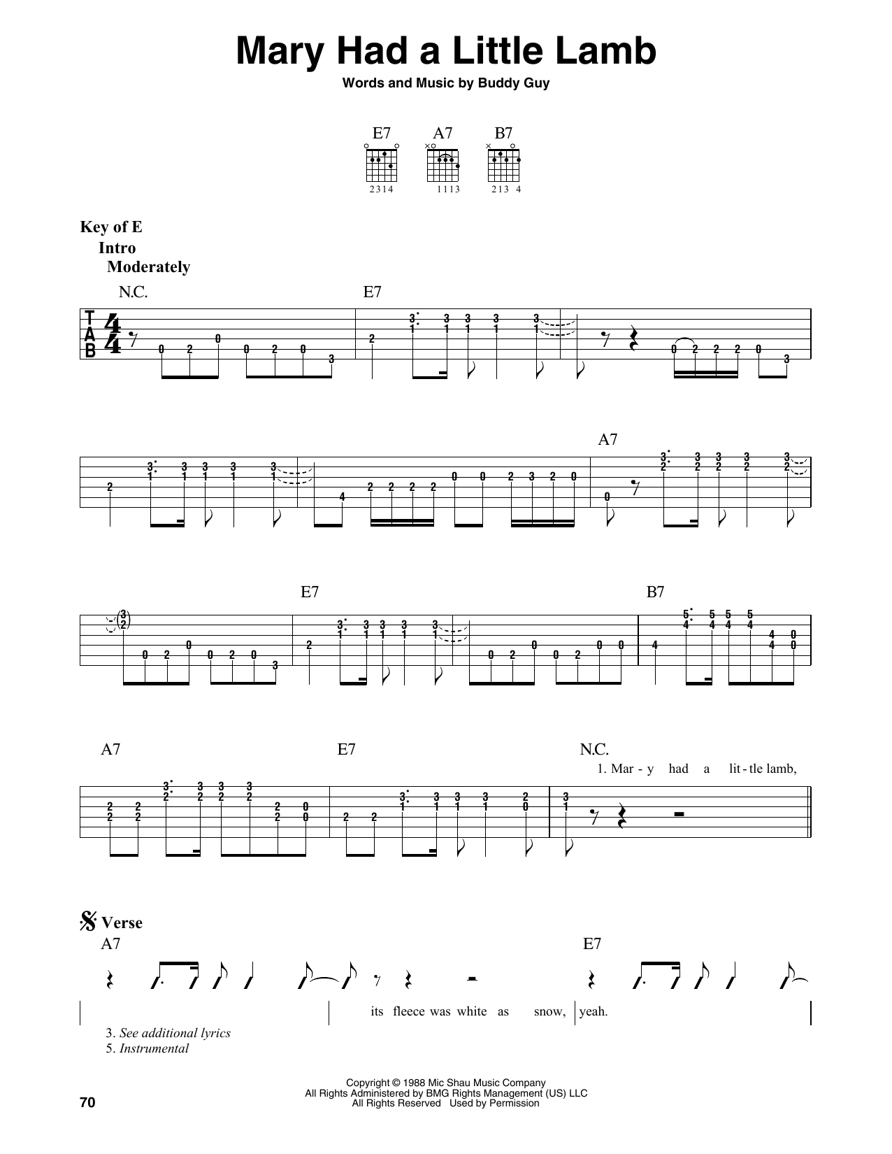 Download Buddy Guy Mary Had A Little Lamb Sheet Music