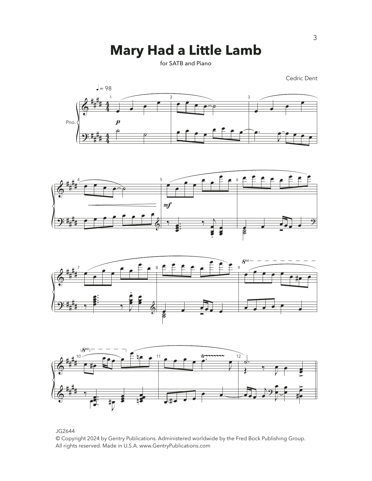 Download Cedric Dent Mary Had A Little Lamb Sheet Music