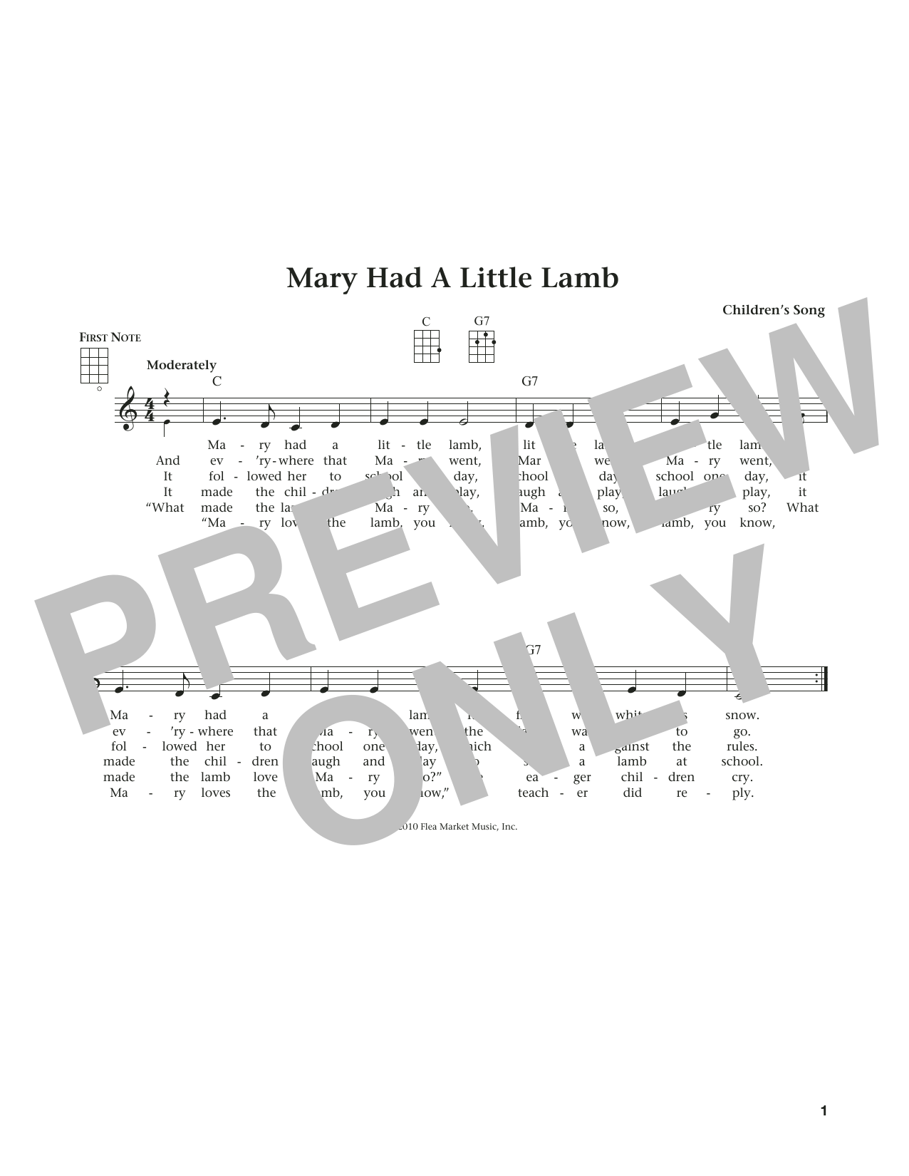 Download Traditional Mary Had A Little Lamb (from The Daily Sheet Music