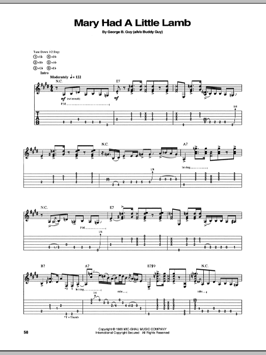 Download Stevie Ray Vaughan Mary Had A Little Lamb Sheet Music