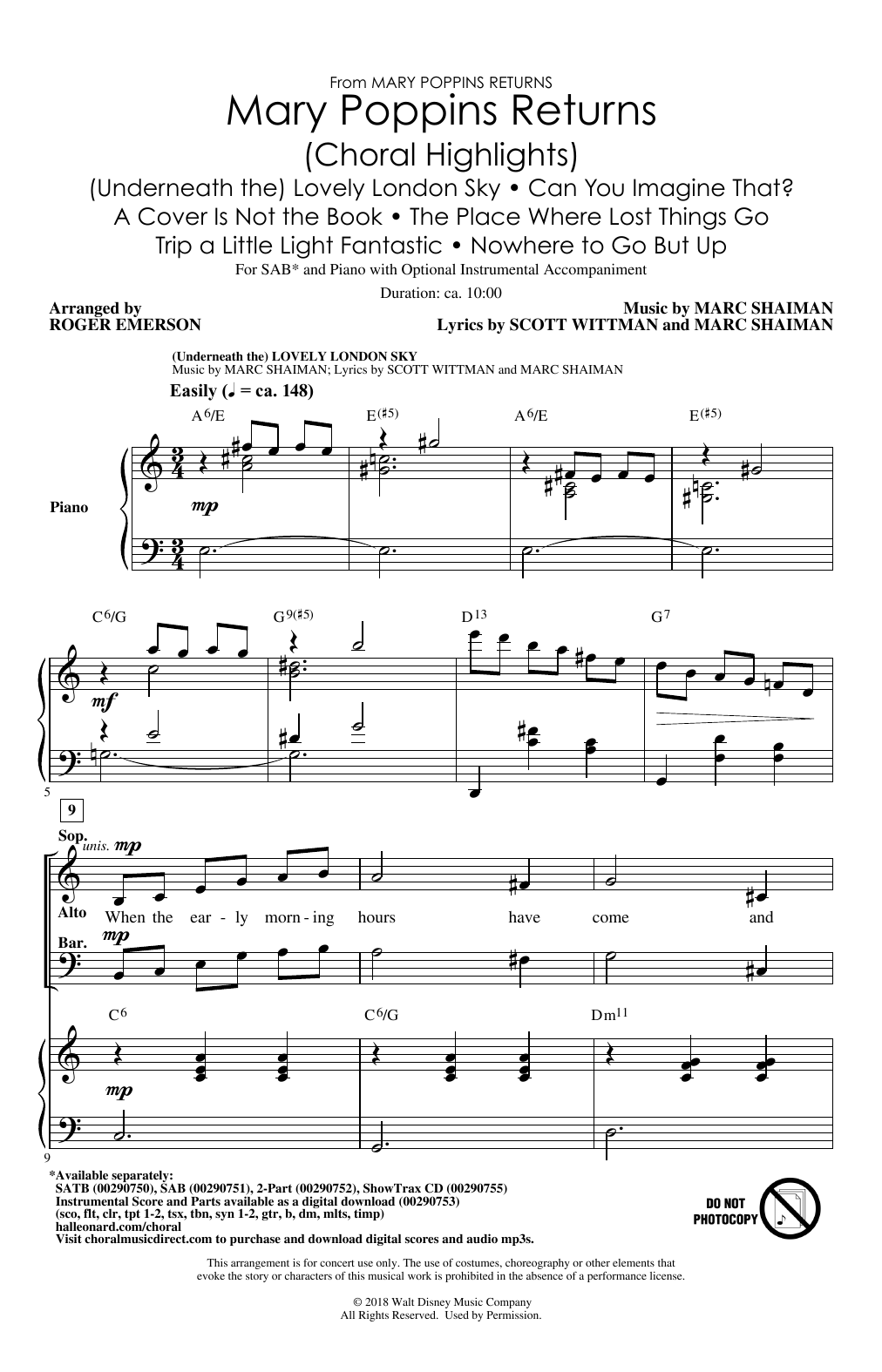 Download Marc Shaiman & Scott Wittman Mary Poppins Returns (Choral Highlights Sheet Music